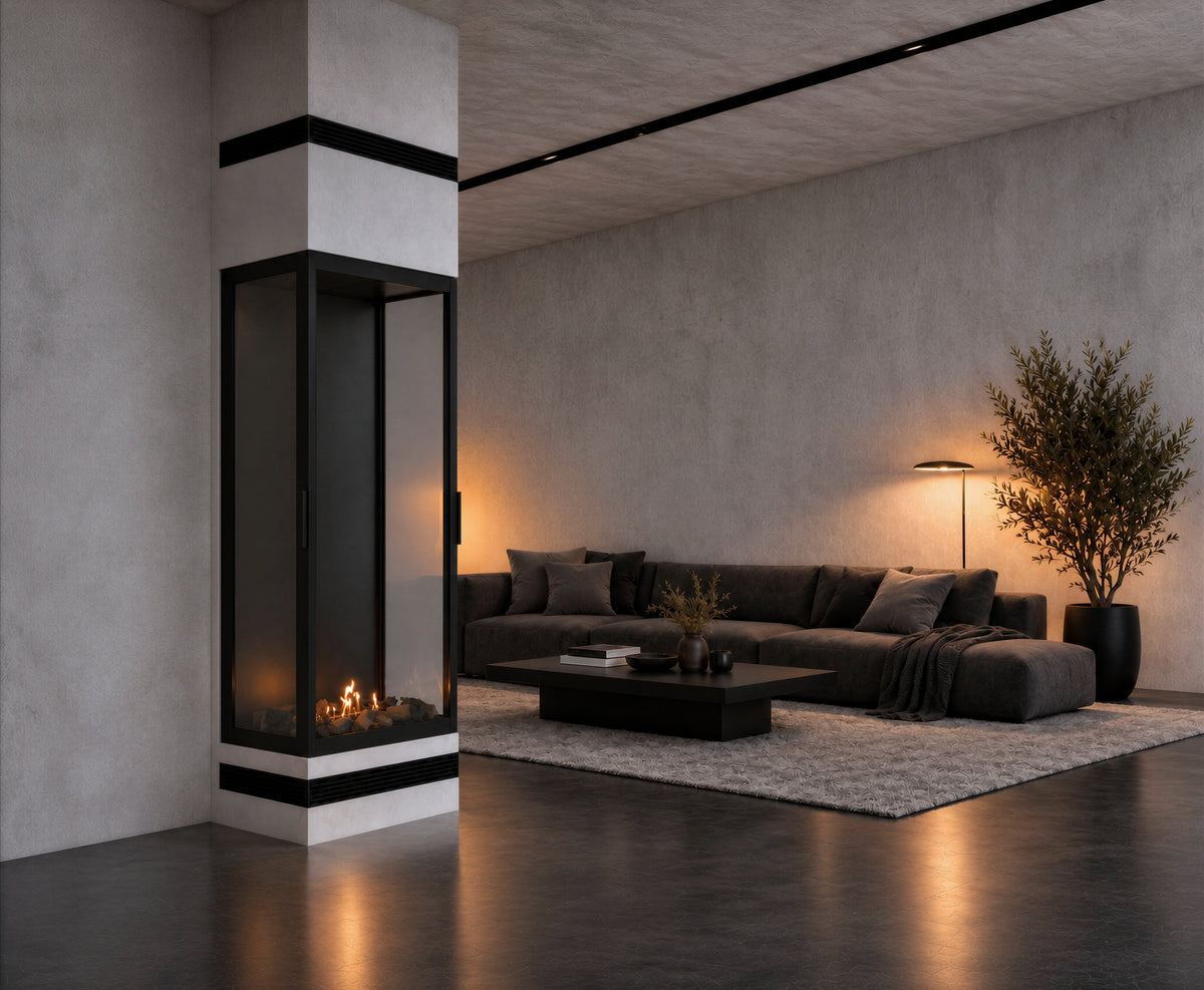 Made Three-Sided Vertical Room Divider Full Glass 70 x 120 cm