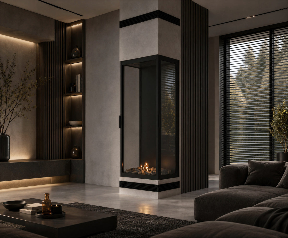 Made Three-Sided Vertical Room Divider Full Glass 70 x 140 cm