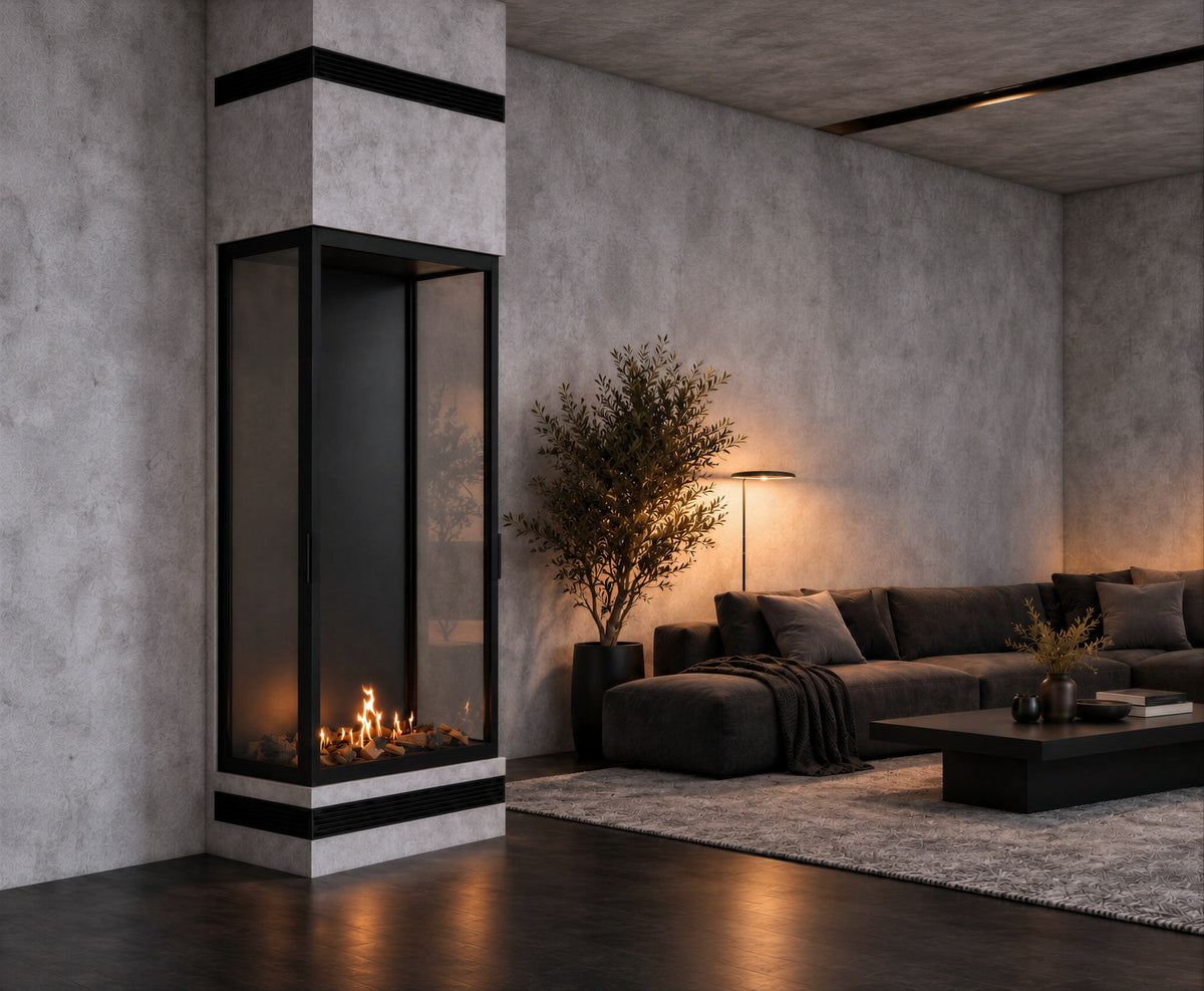 Made Three-Sided Vertical Room Divider Full Glass 70 x 160 cm