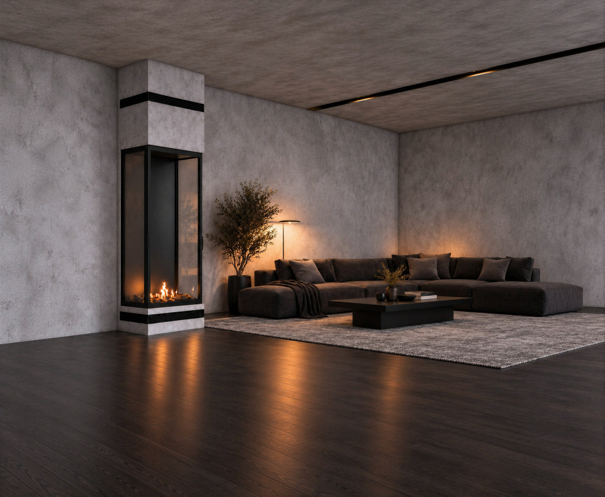 Made Three-Sided Vertical Room Divider Full Glass 70 x 160 cm