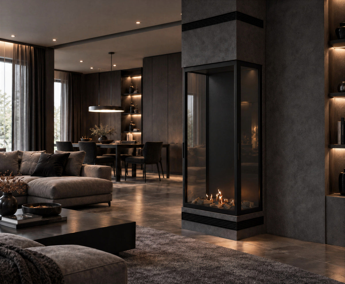 Made Three-Sided Vertical Room Divider Full Glass 80 x 100 cm