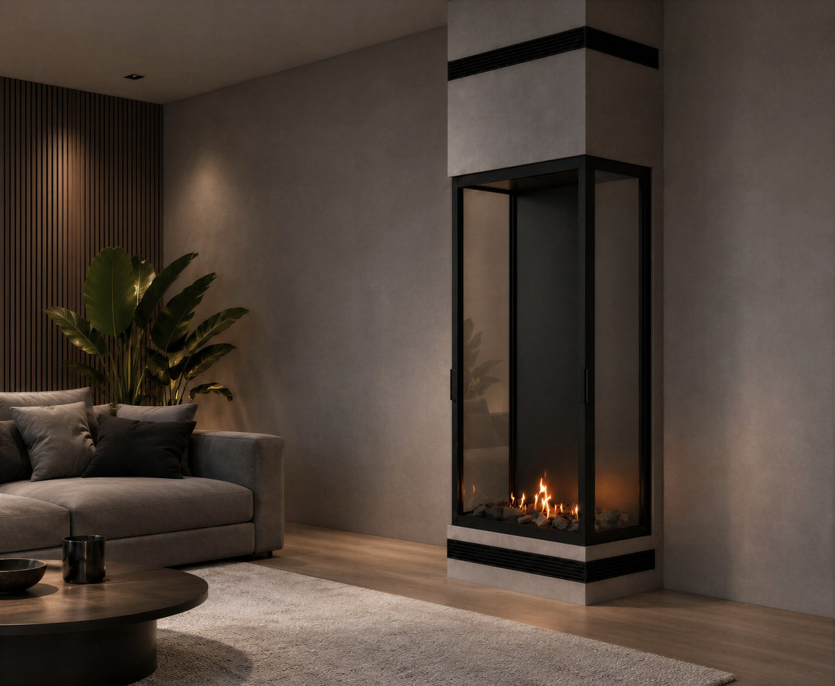 Made Three-Sided Vertical Room Divider Full Glass 80 x 140 cm