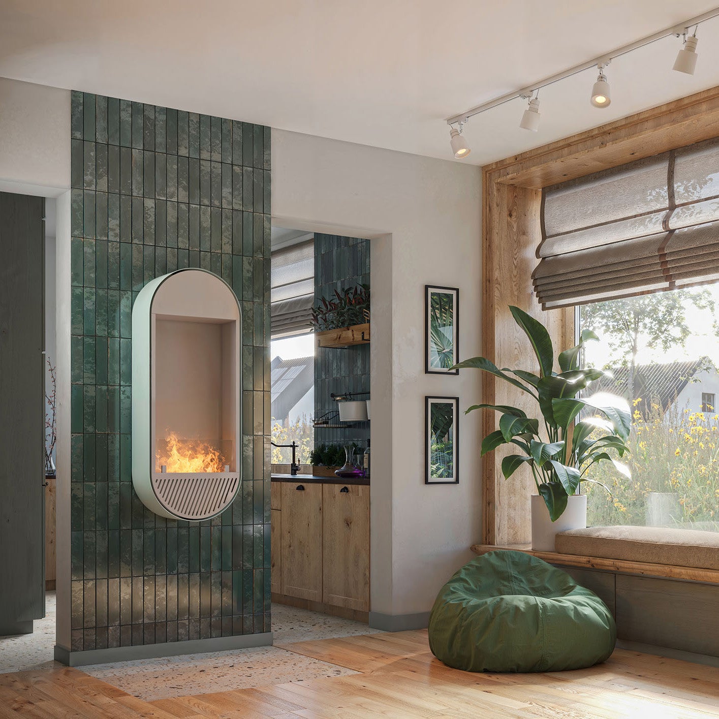 Image of Incyrcle Slim Vertical Wall Mounting Fireplace White H72 cm