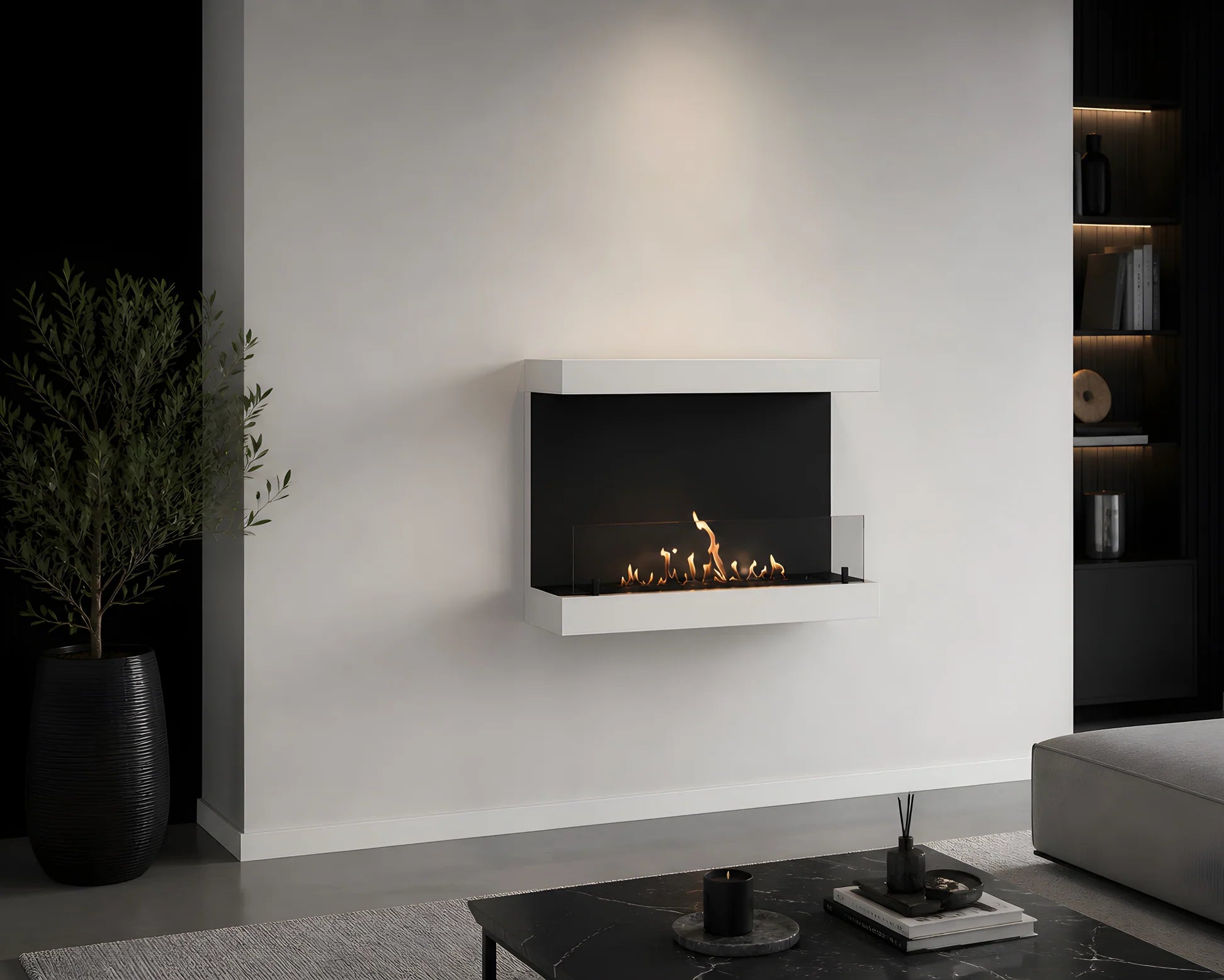 Image of Manche Box Wall Mounting Fireplace White 80 cm