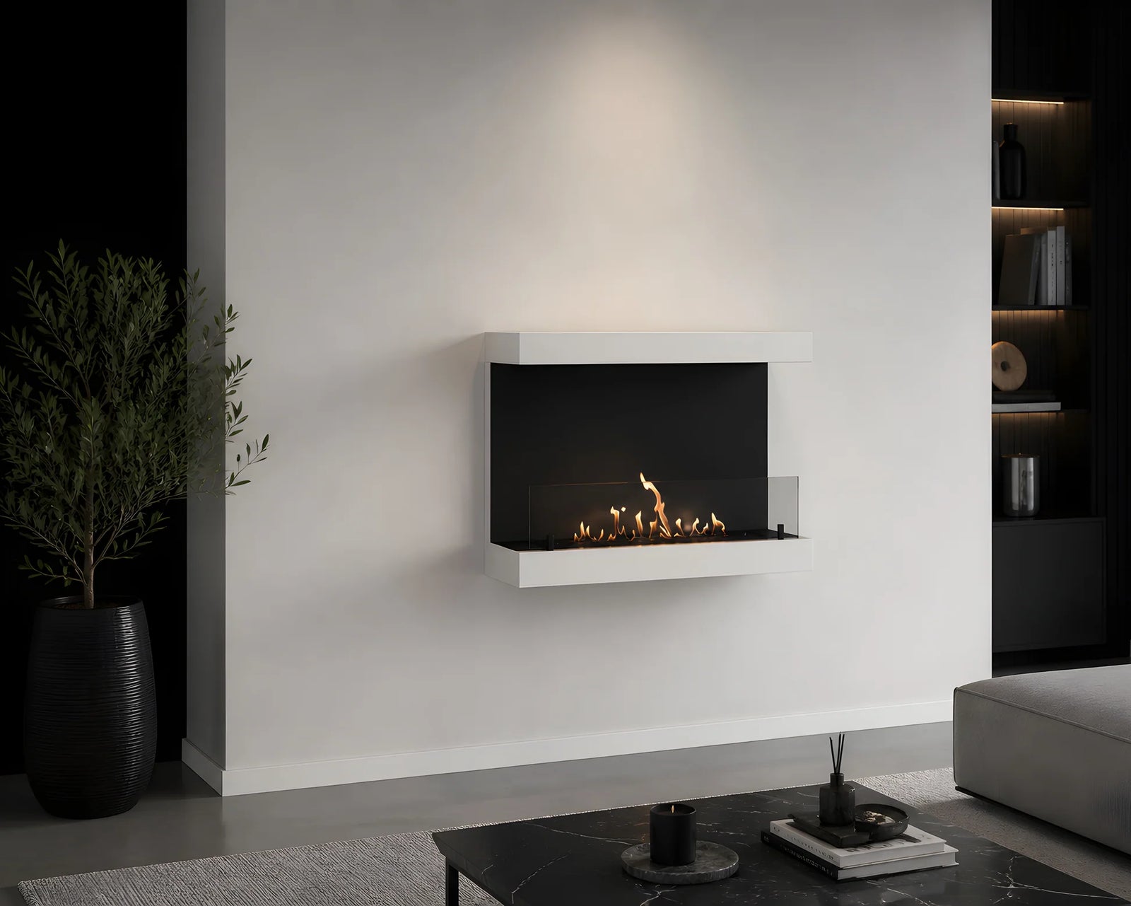 Manche Box Wall Mounting Fireplace White 80 cm