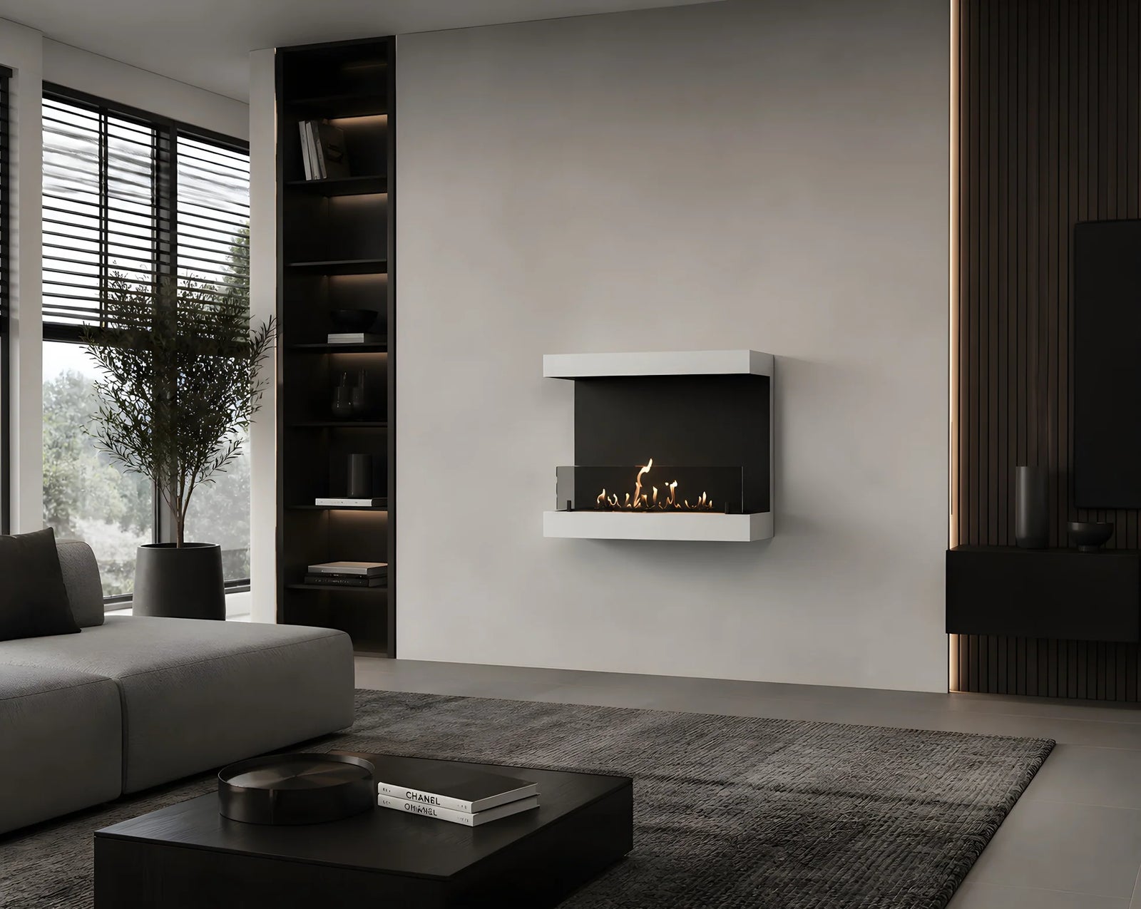 Manche Box Wall Mounting Fireplace White 80 cm