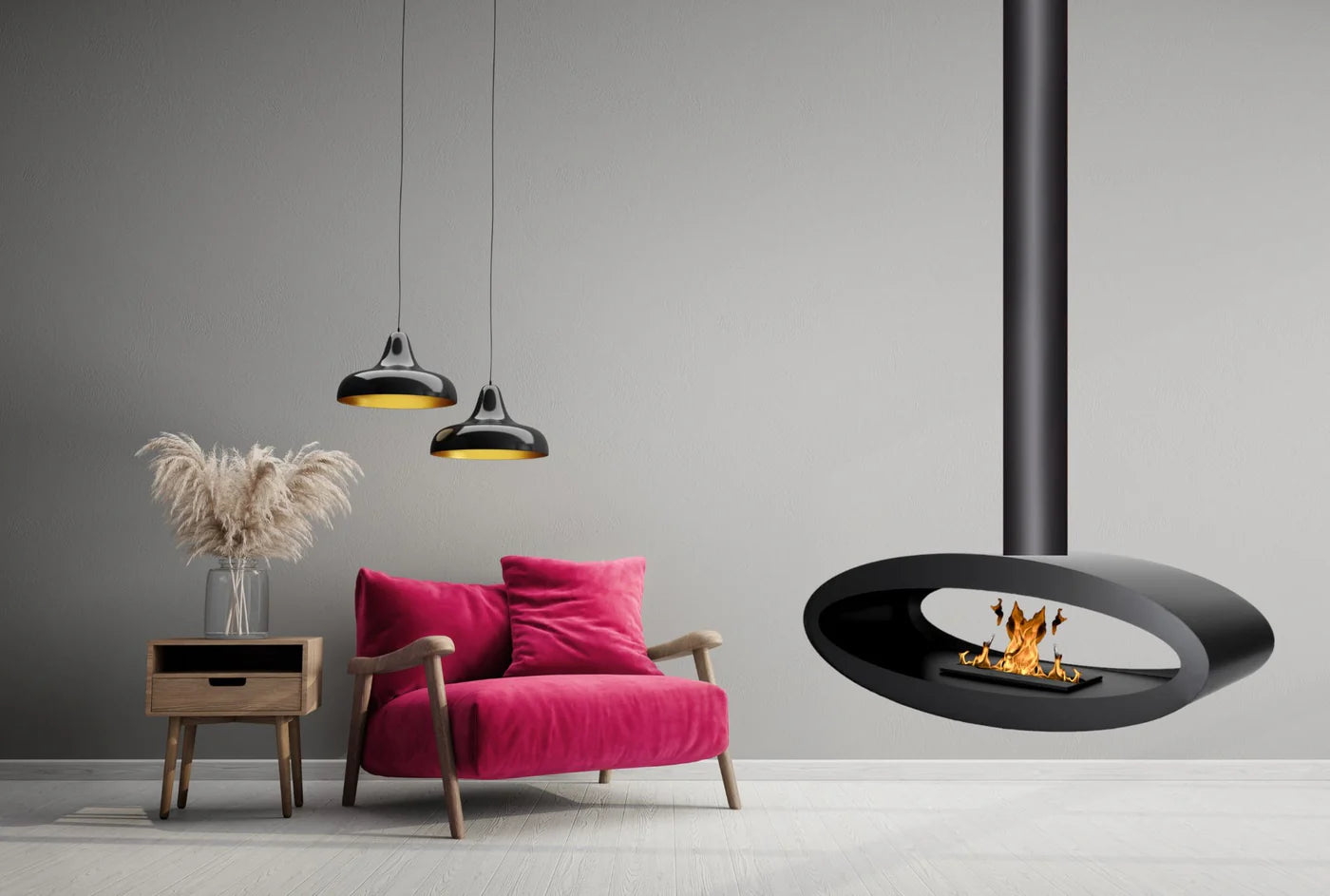 Meru Tube Bio Ethanol Ceiling Fireplace 112 cm