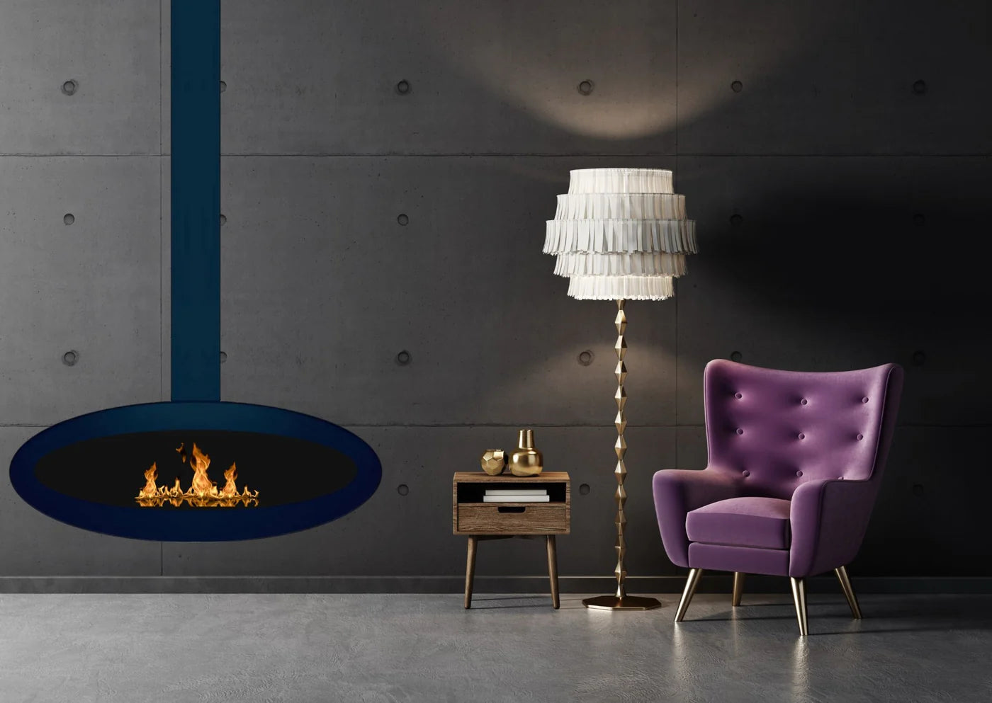 Meru Tube Bio Ethanol Ceiling Fireplace 112 cm