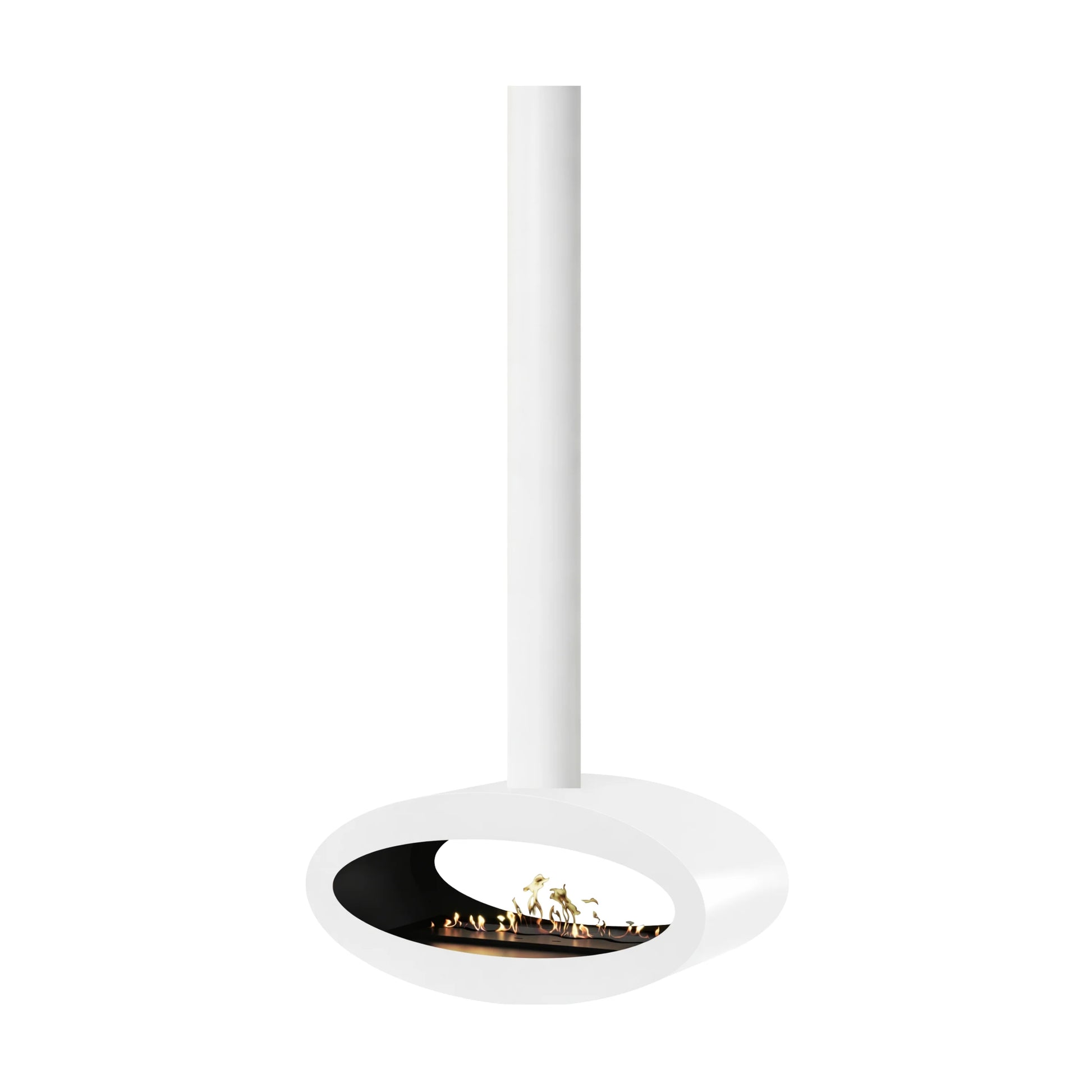 Ova Tube White See-Through Ceiling Fireplace 80 cm