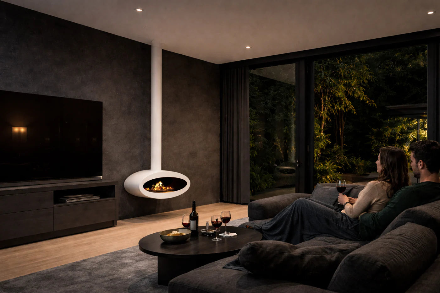 Image of Ova Tube Close White Ceiling Fireplace 80 cm