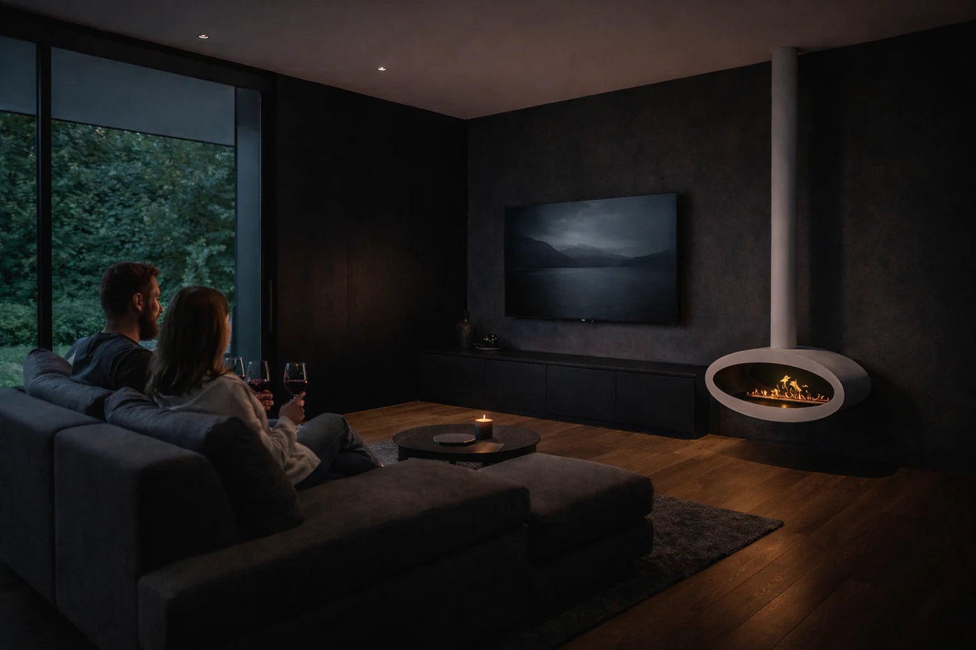 Ova Tube Close White Ceiling Fireplace 80 cm