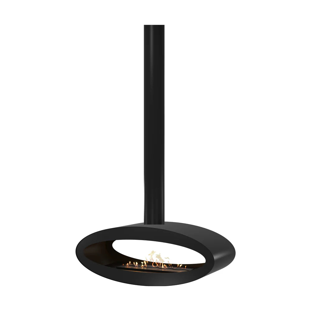 Ova Tube Black See-through Ceiling Fireplace 100 cm