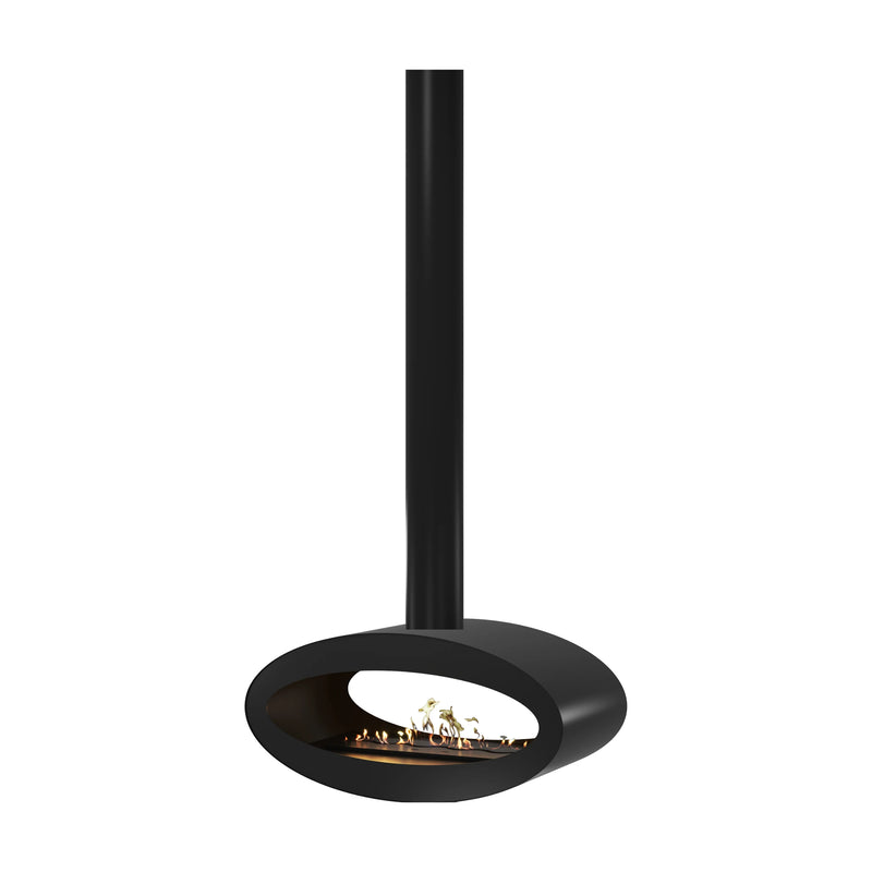 Ova Tube Black See-through Ceiling Fireplace 80 cm