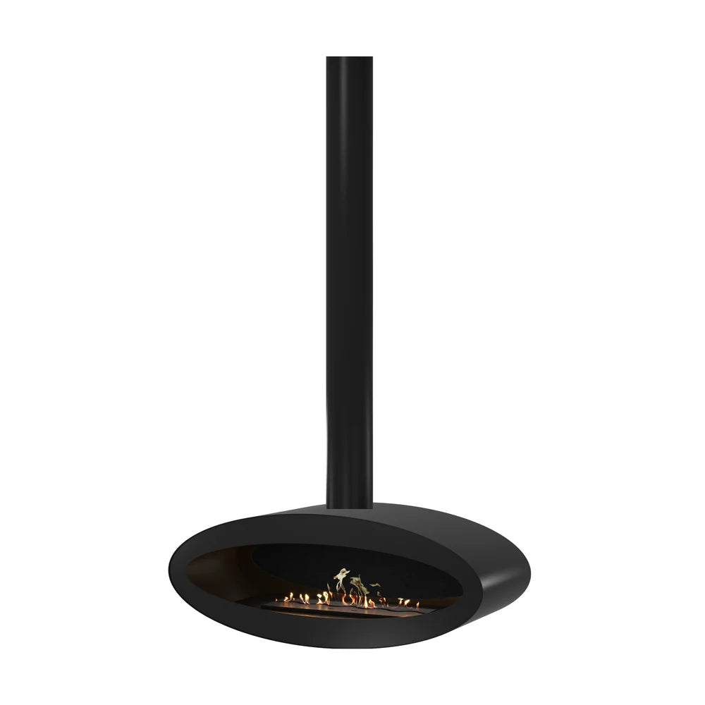 Ova Tube Close Black Ceiling Fireplace 100 cm