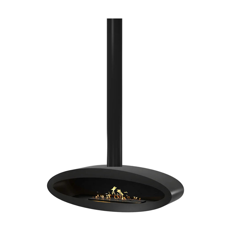 Ova Tube Close Black Ceiling Fireplace 120 cm