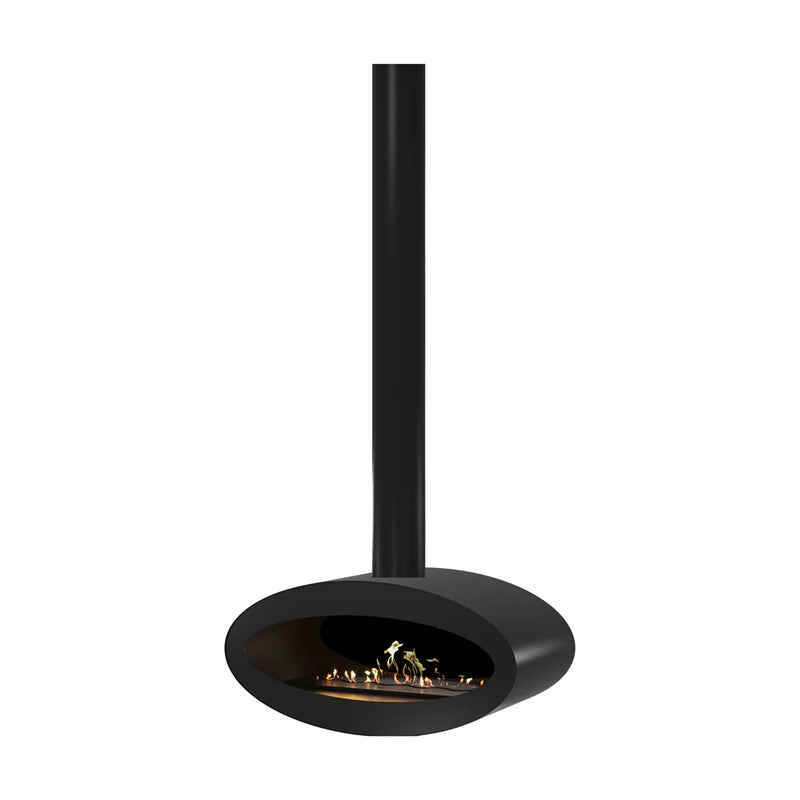 Ova Tube Close Black Ceiling Fireplace 80 cm