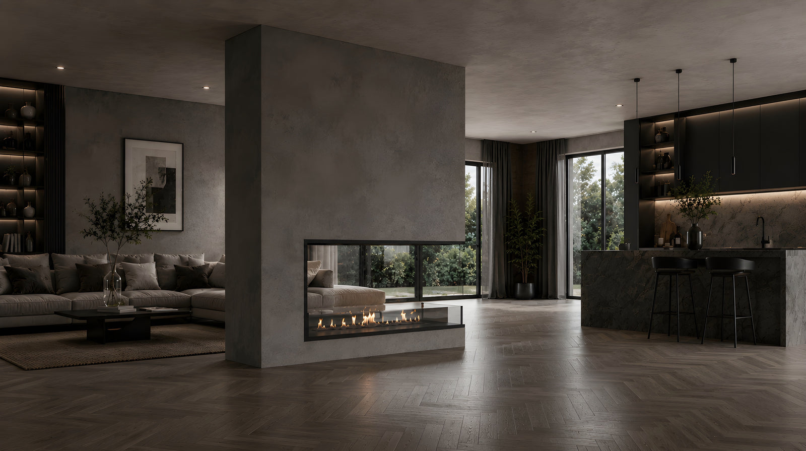 Saint U Shape Three-sided Built-in Fireplace 110 cm