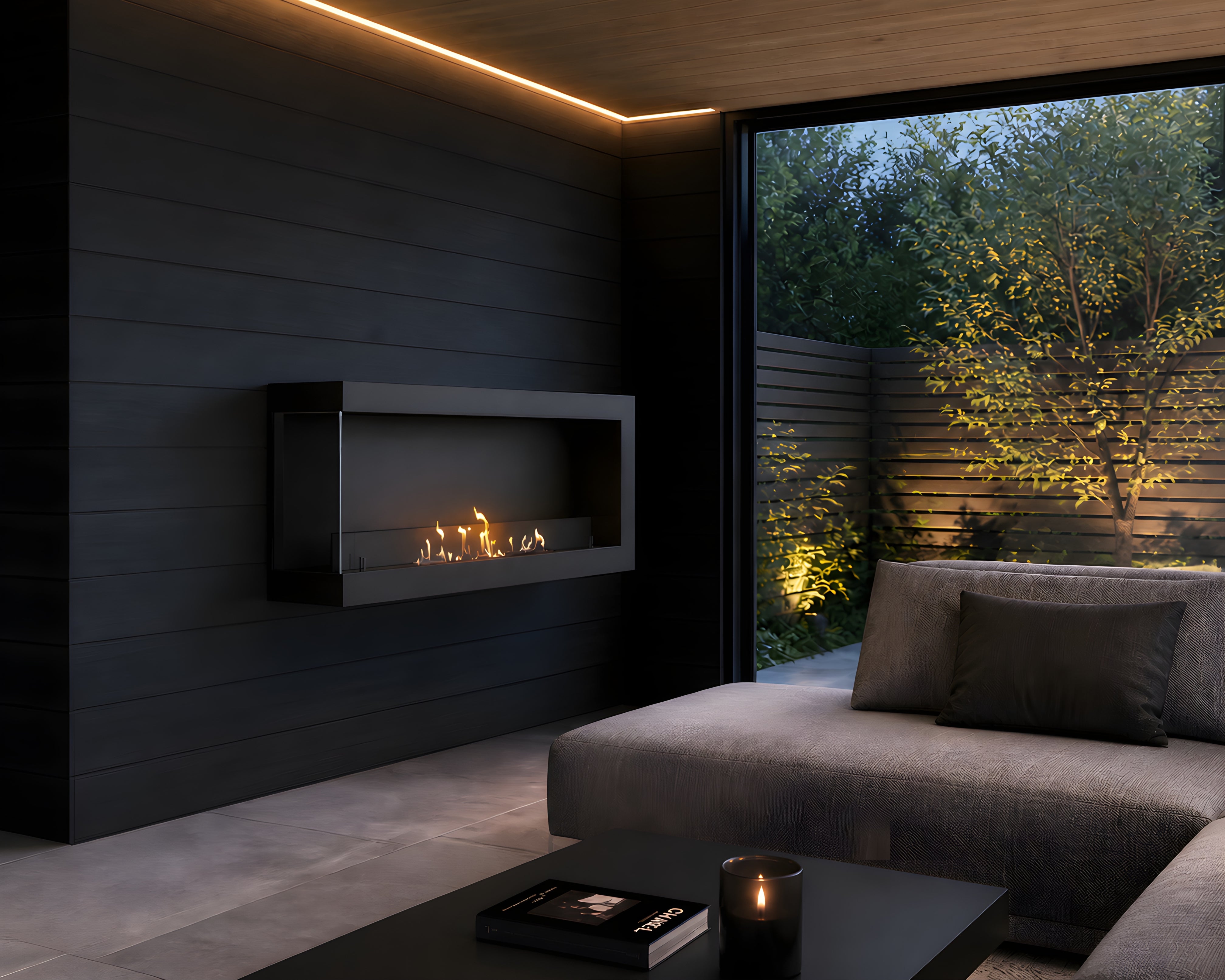 Image of Selected Box Left Wall Mounting Fireplace Black 100 cm