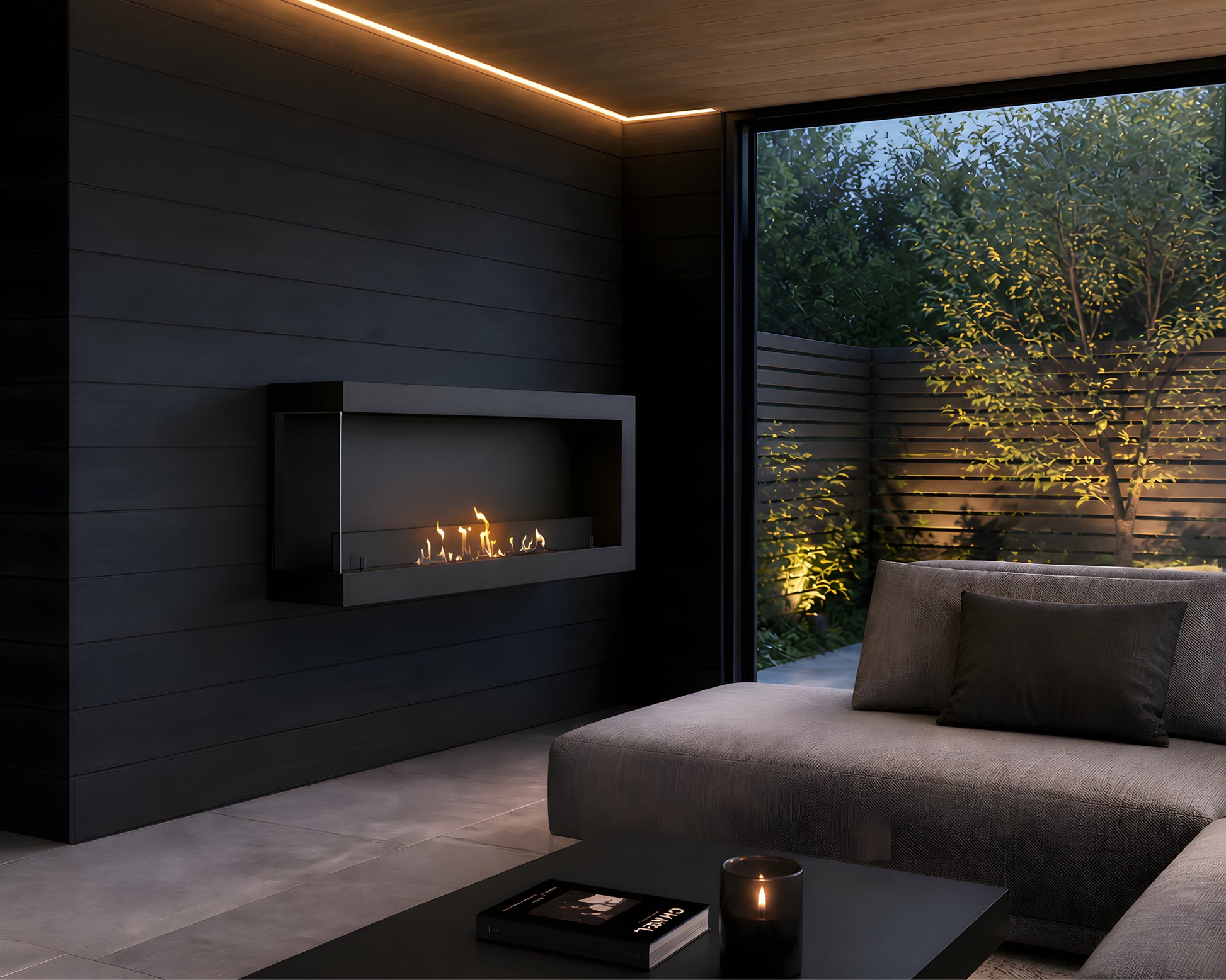 Selected Box Left Wall Mounting Fireplace Black 100 cm