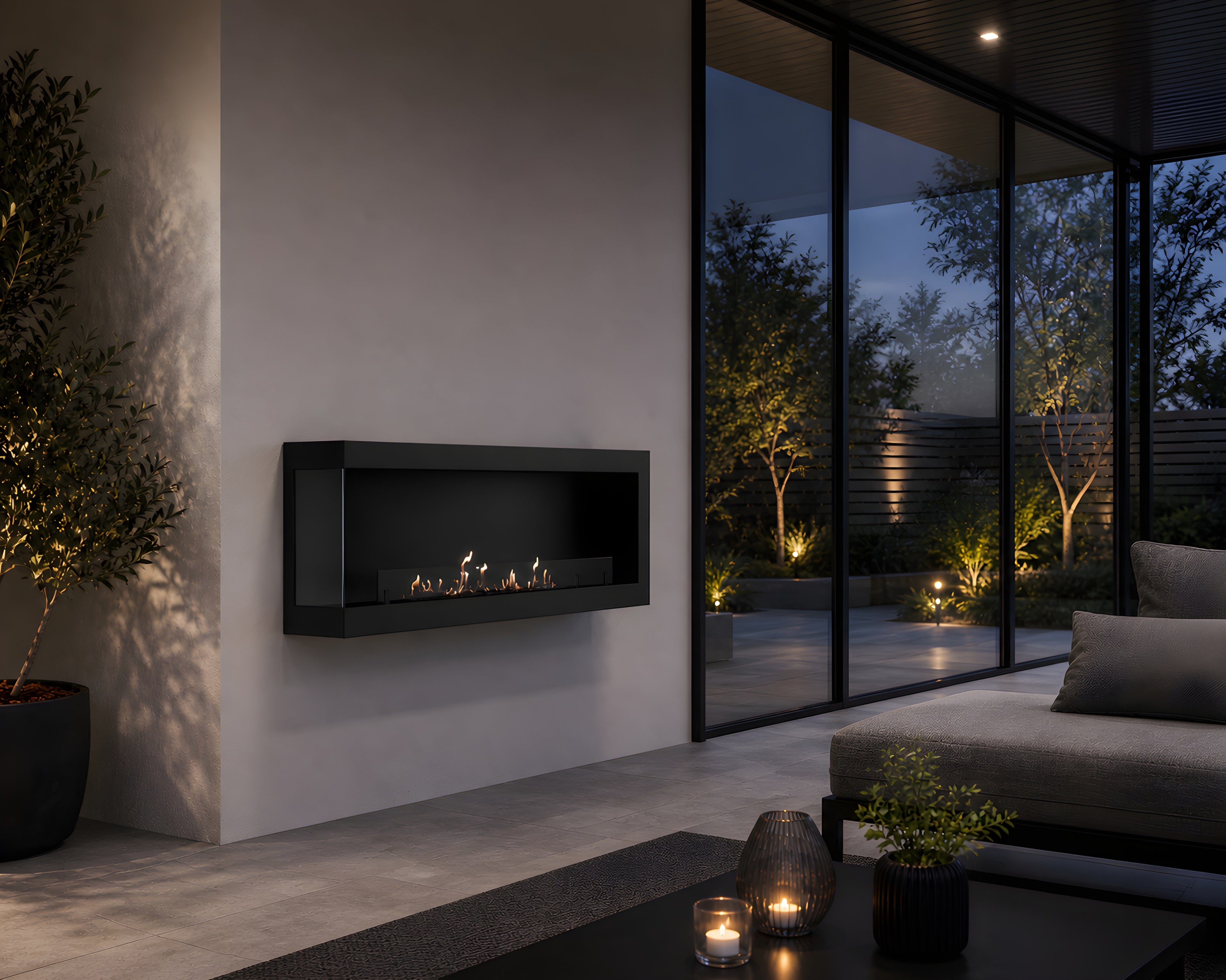 Image of Selected Box Left Wall Mounting Fireplace Black 120 cm