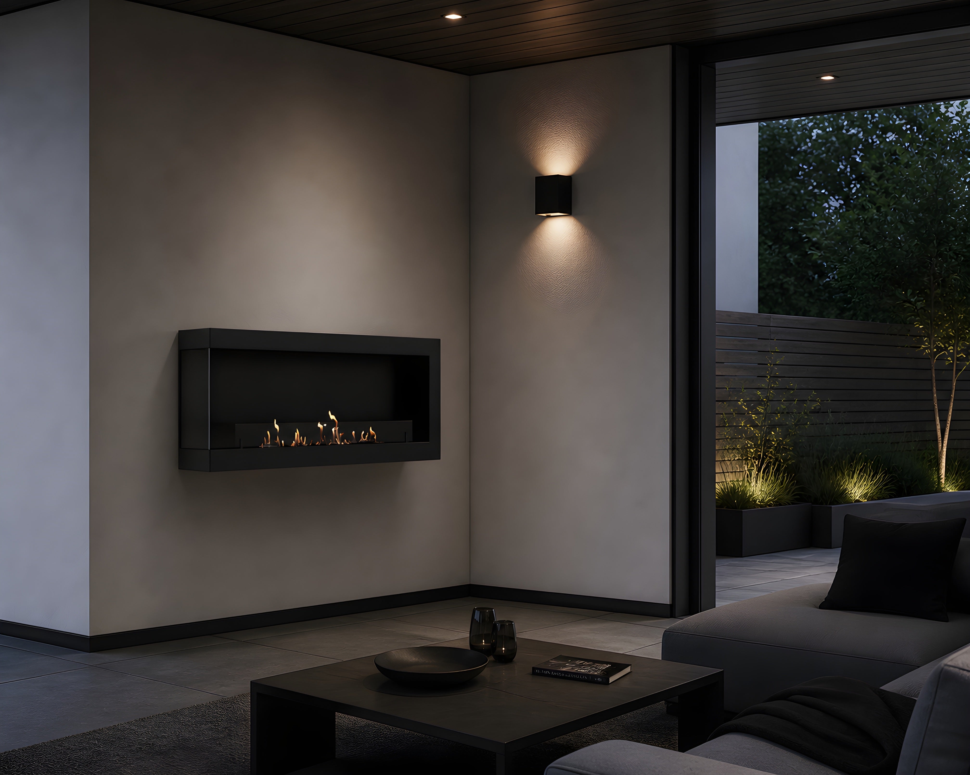 Image of Selected Box Left Wall Mounting Fireplace Black 120 cm