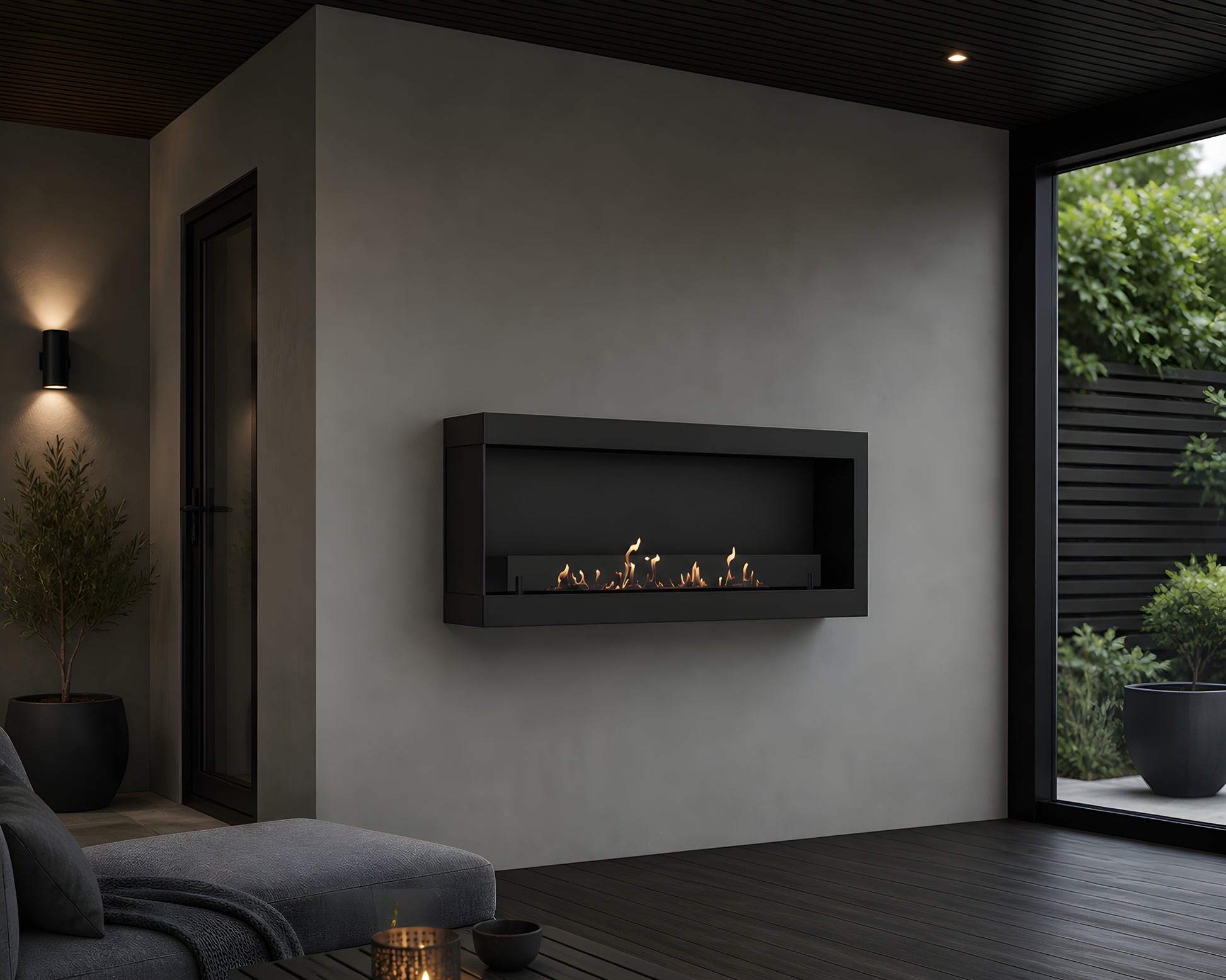 Selected Box Left Wall Mounting Fireplace Black 120 cm
