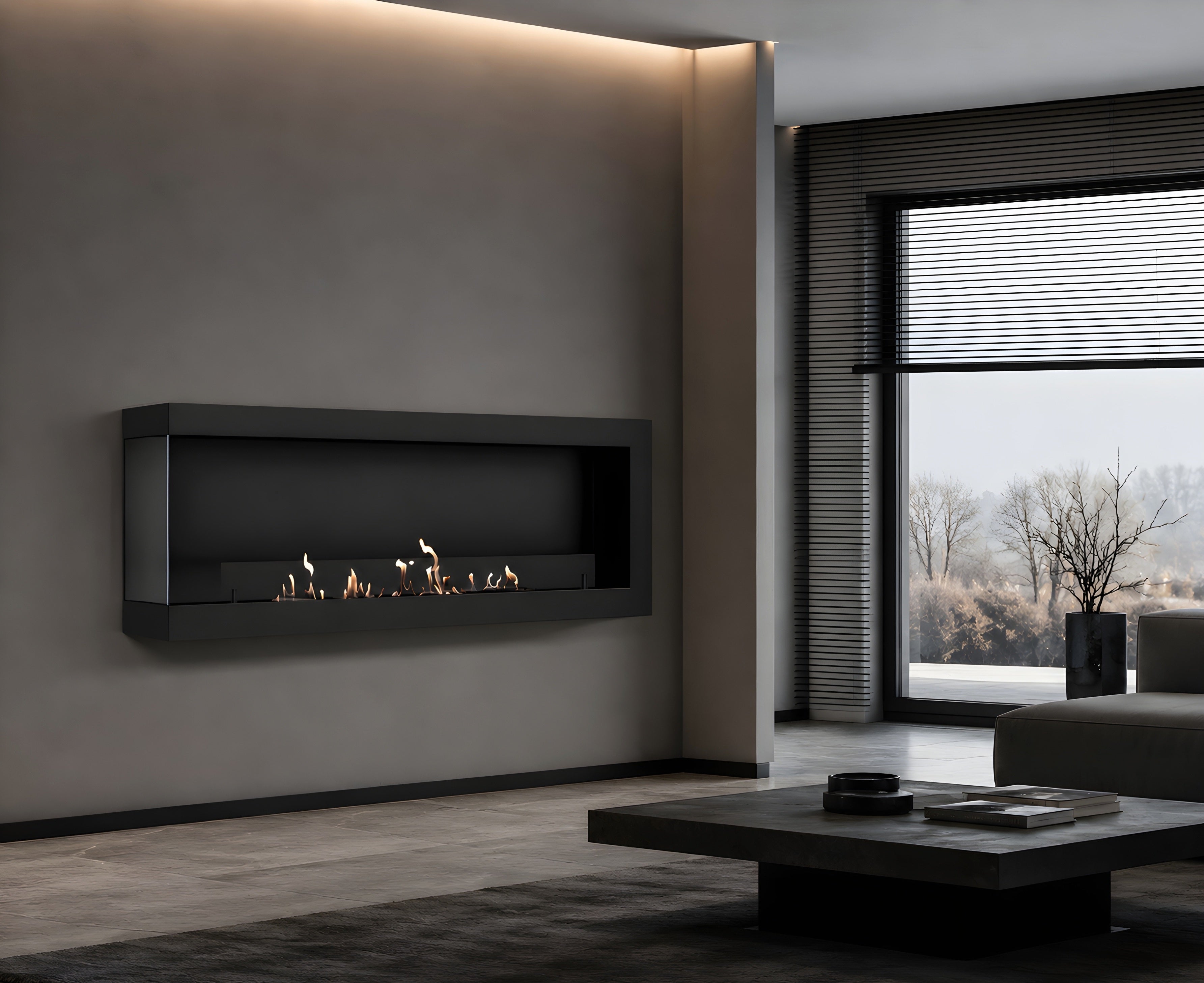 Image of Selected Box Left Wall Mounting Fireplace Black 160 cm