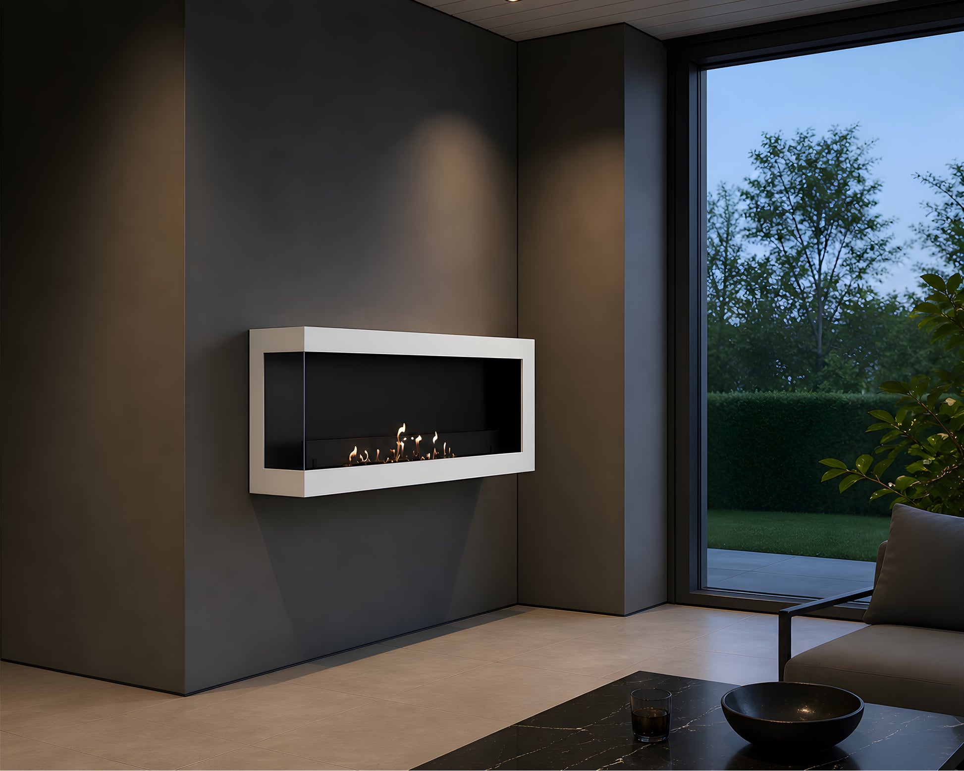 Selected Box Left Wall Mounting Fireplace White 100 cm