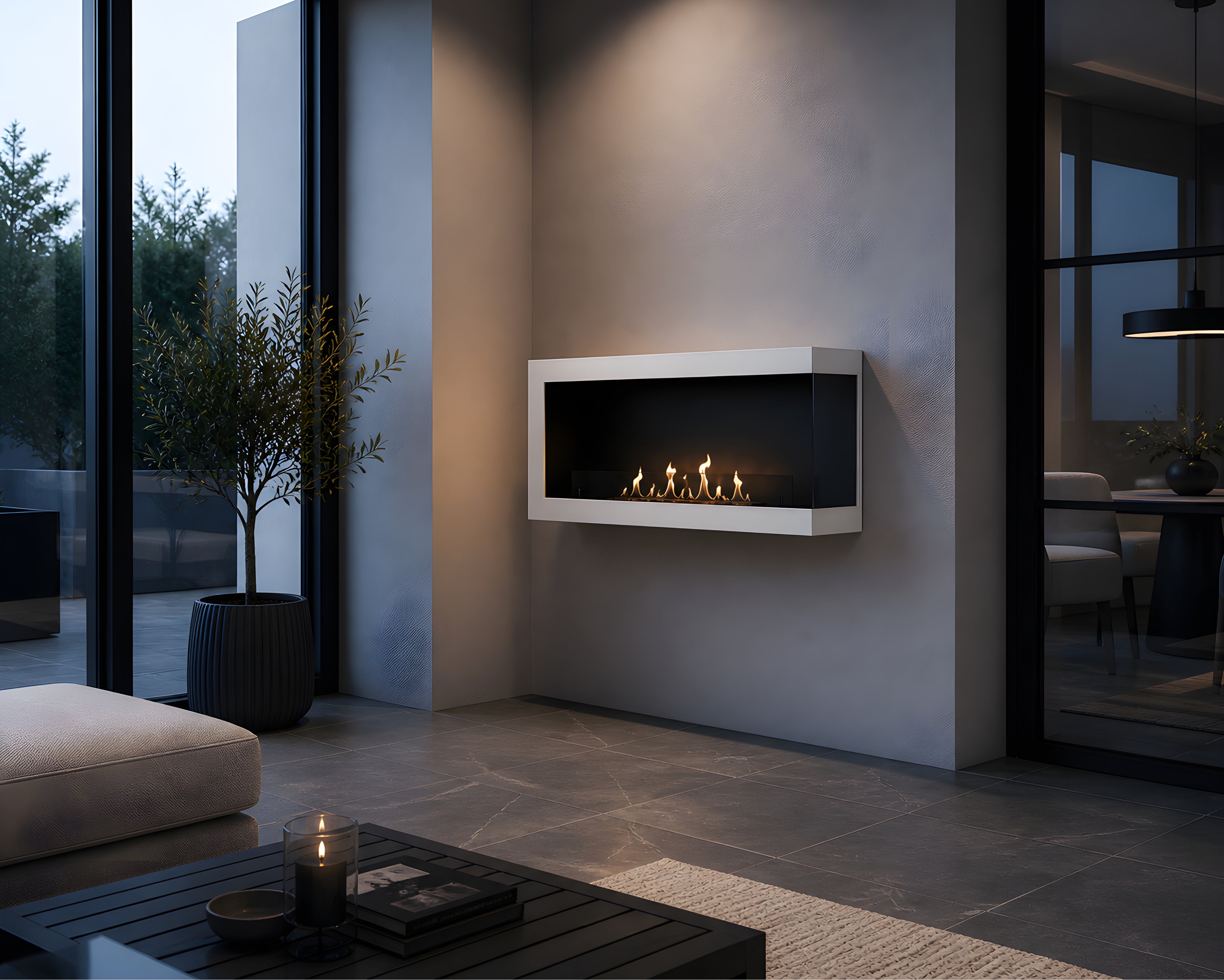 Image of Selected Box Left Wall Mounting Fireplace White 100 cm