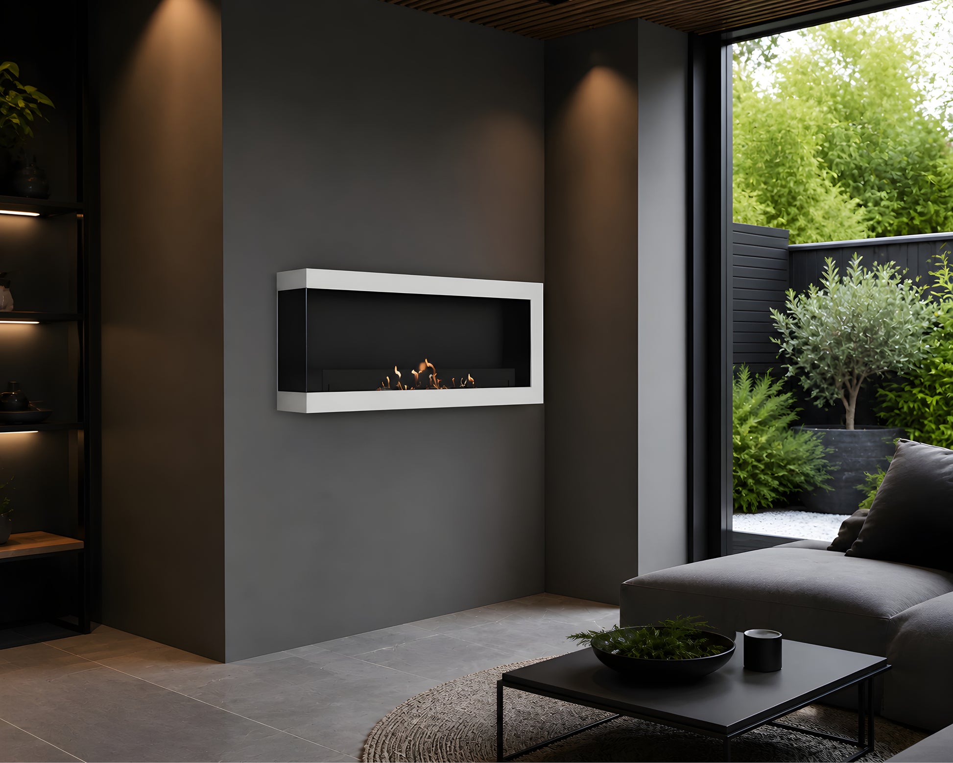Selected Box Left Wall Mounting Fireplace White 100 cm