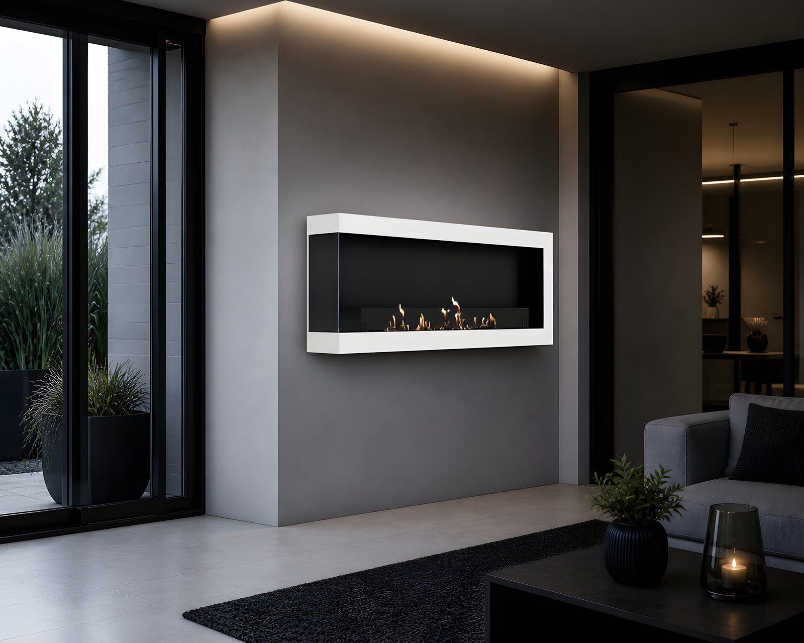 Selected Box Left Wall Mounting Fireplace White 120 cm