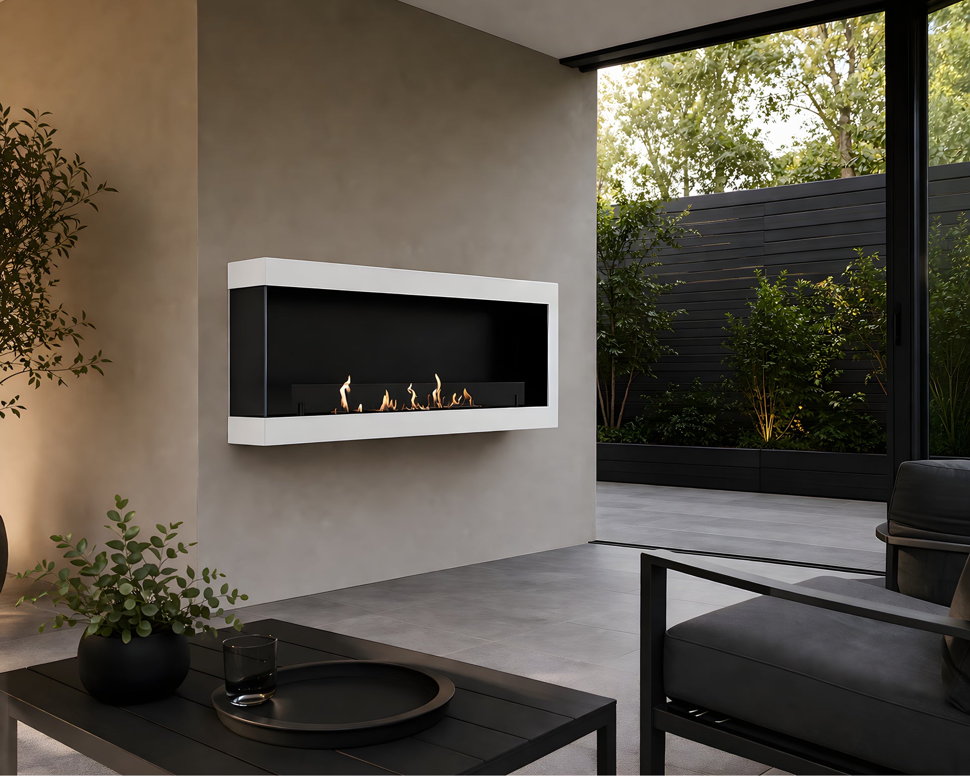 Selected Box Left Wall Mounting Fireplace White 120 cm
