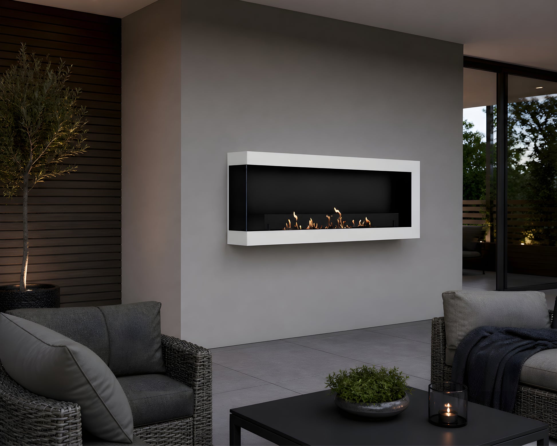 Selected Box Left Wall Mounting Fireplace White 120 cm