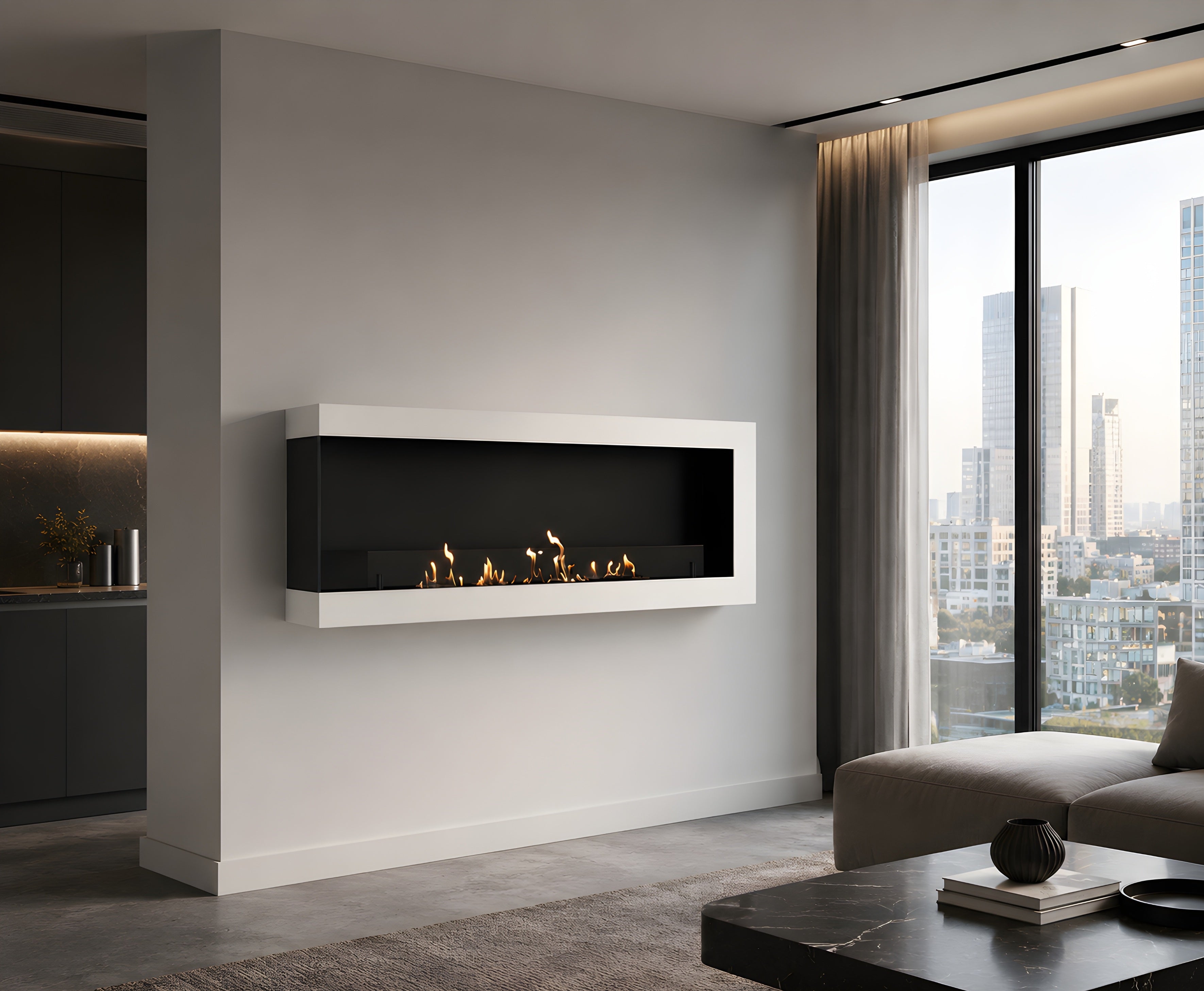 Image of Selected Box Left Wall Mounting Fireplace White 140 cm