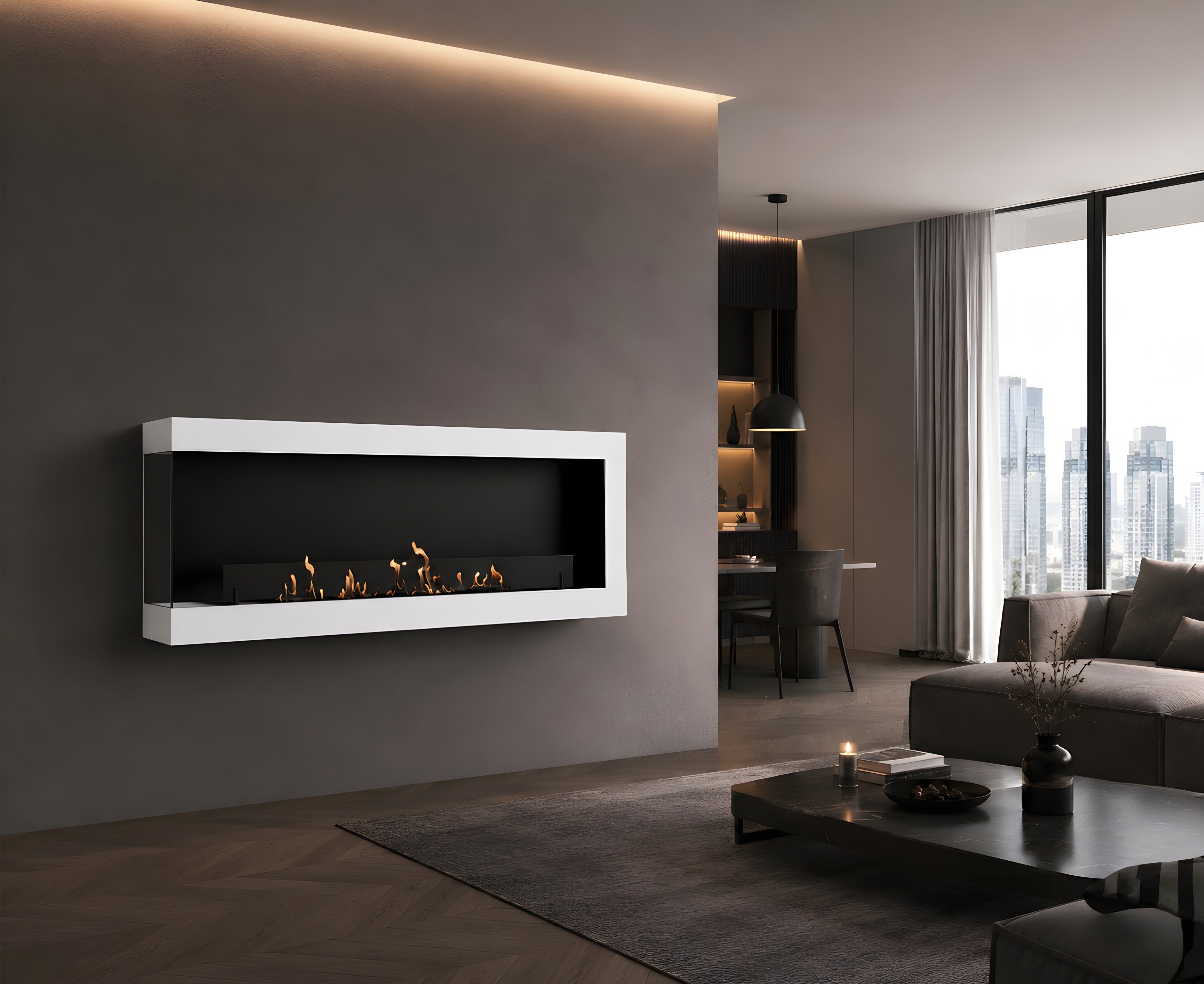 Image of Selected Box Left Wall Mounting Fireplace White 140 cm
