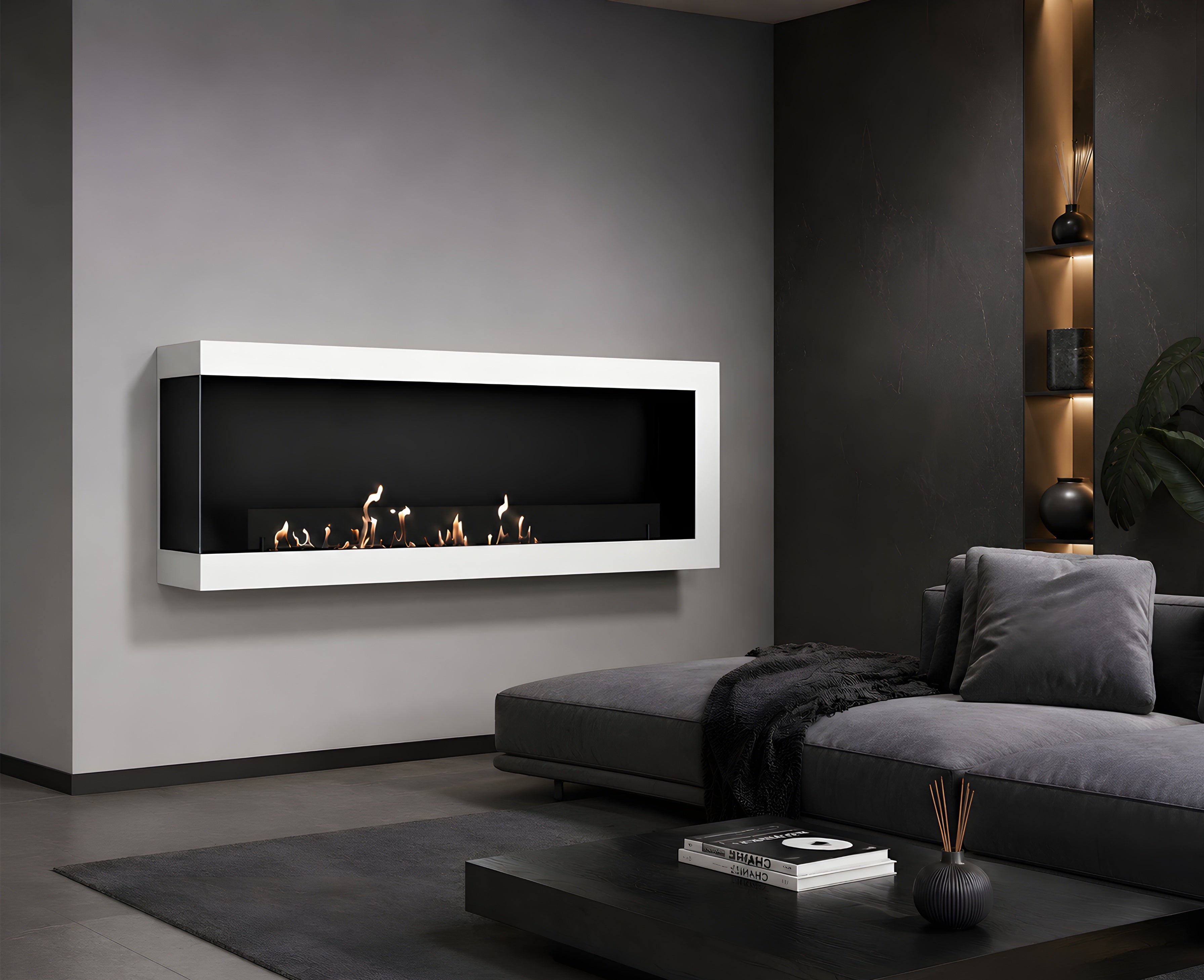Image of Selected Box Left Wall Mounting Fireplace White 160 cm
