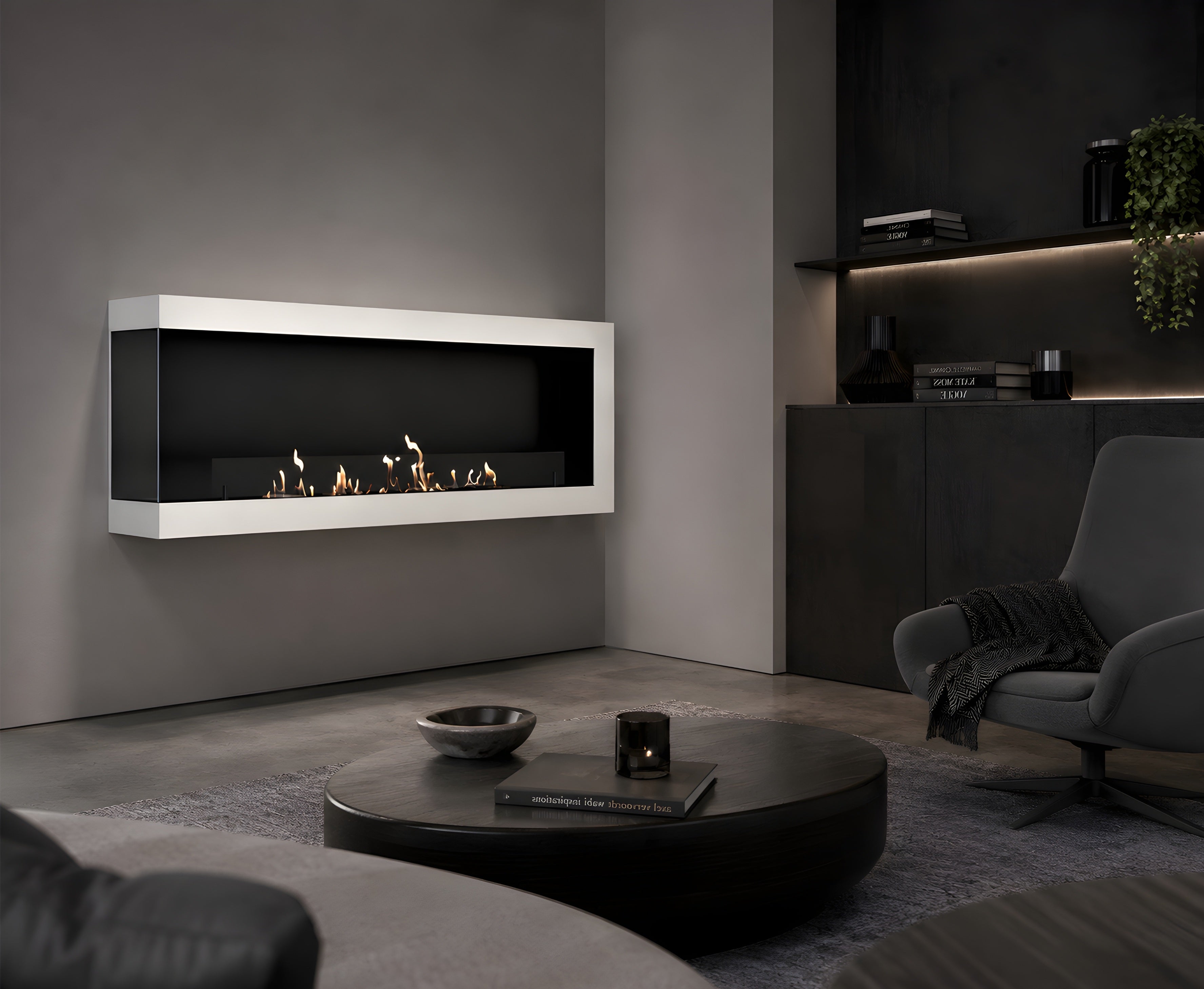 Image of Selected Box Left Wall Mounting Fireplace White 160 cm