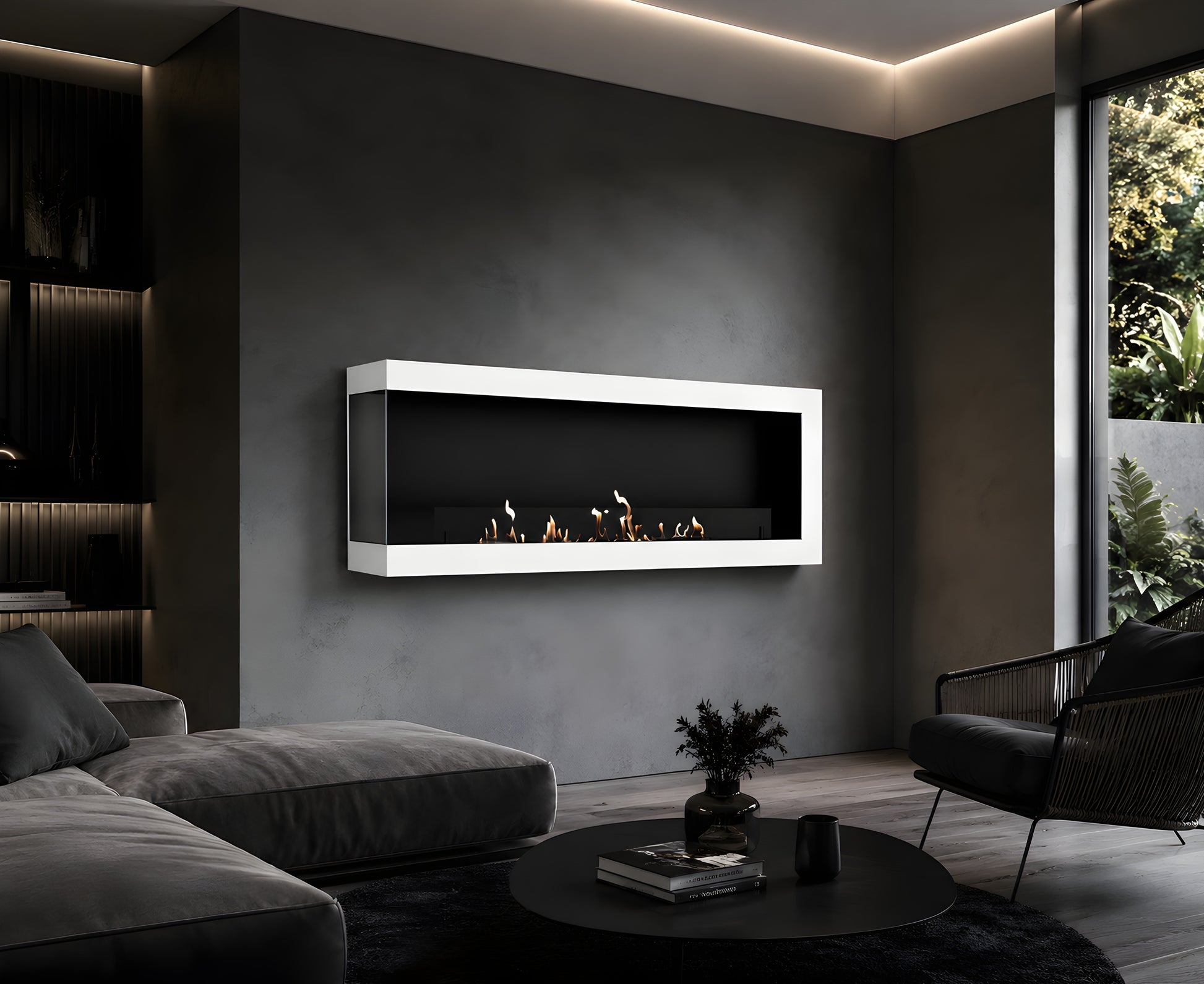 Selected Box Left Wall Mounting Fireplace White 160 cm