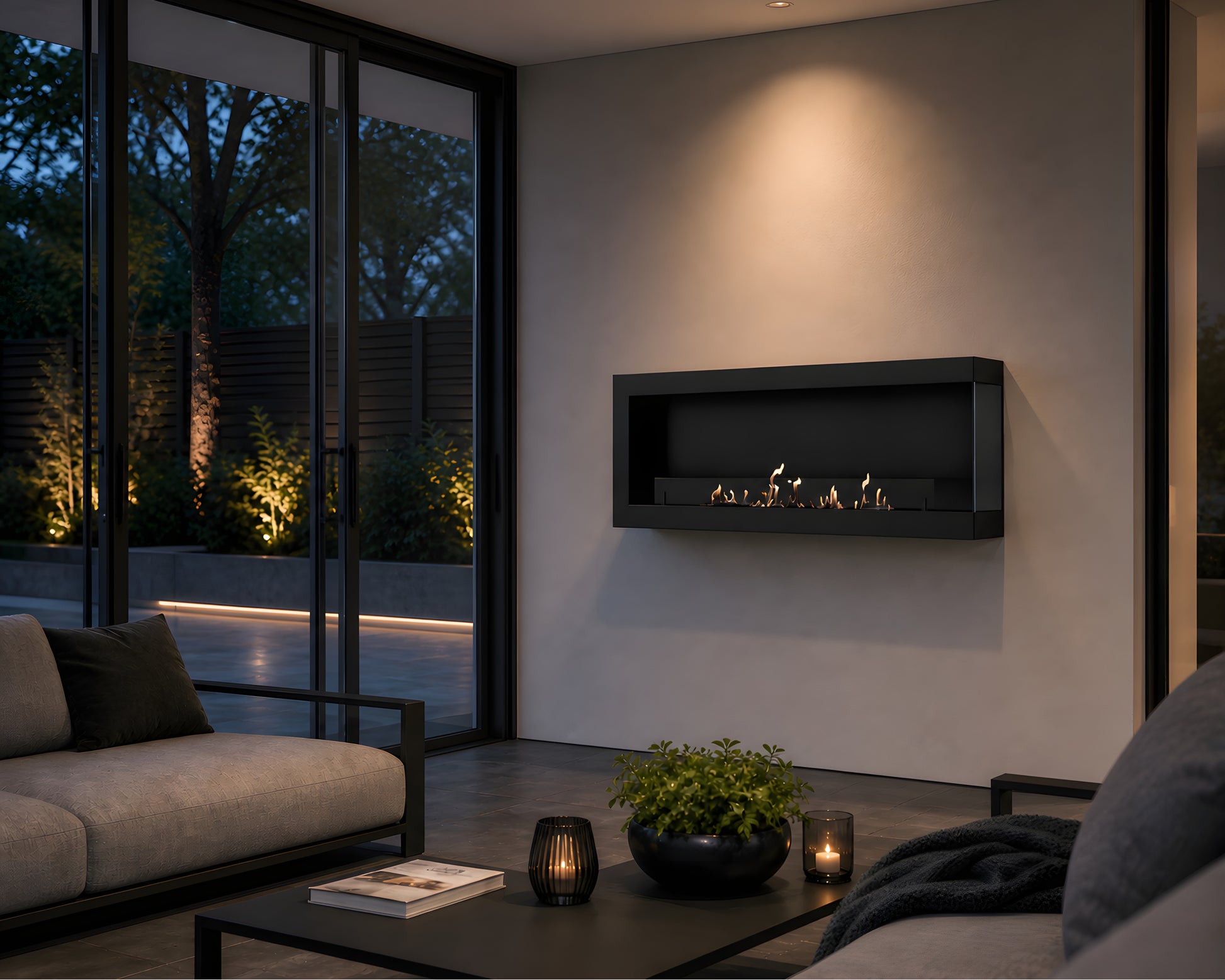 Selected Box Right Wall Mounting Fireplace Black 120 cm