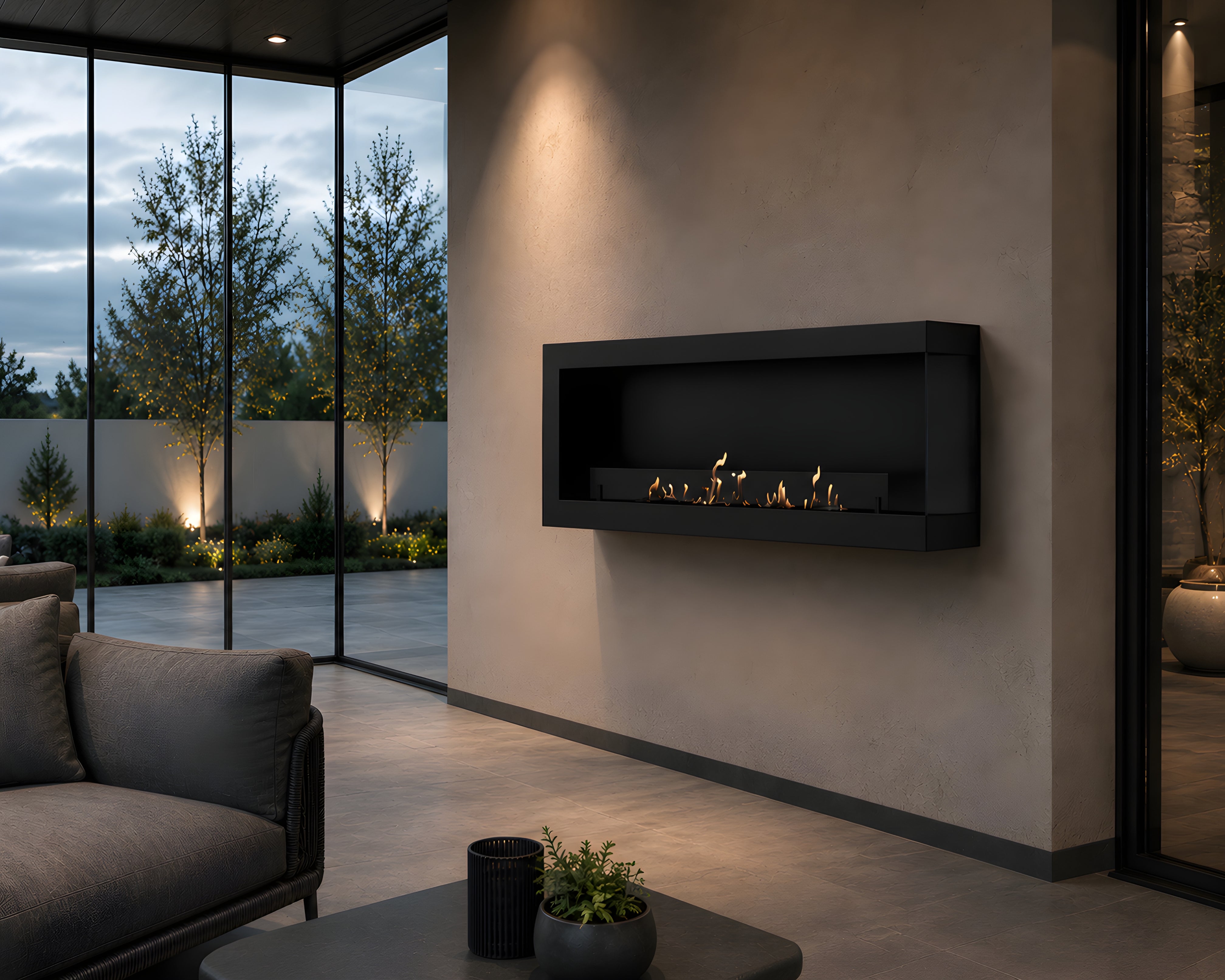 Image of Selected Box Right Wall Mounting Fireplace Black 120 cm