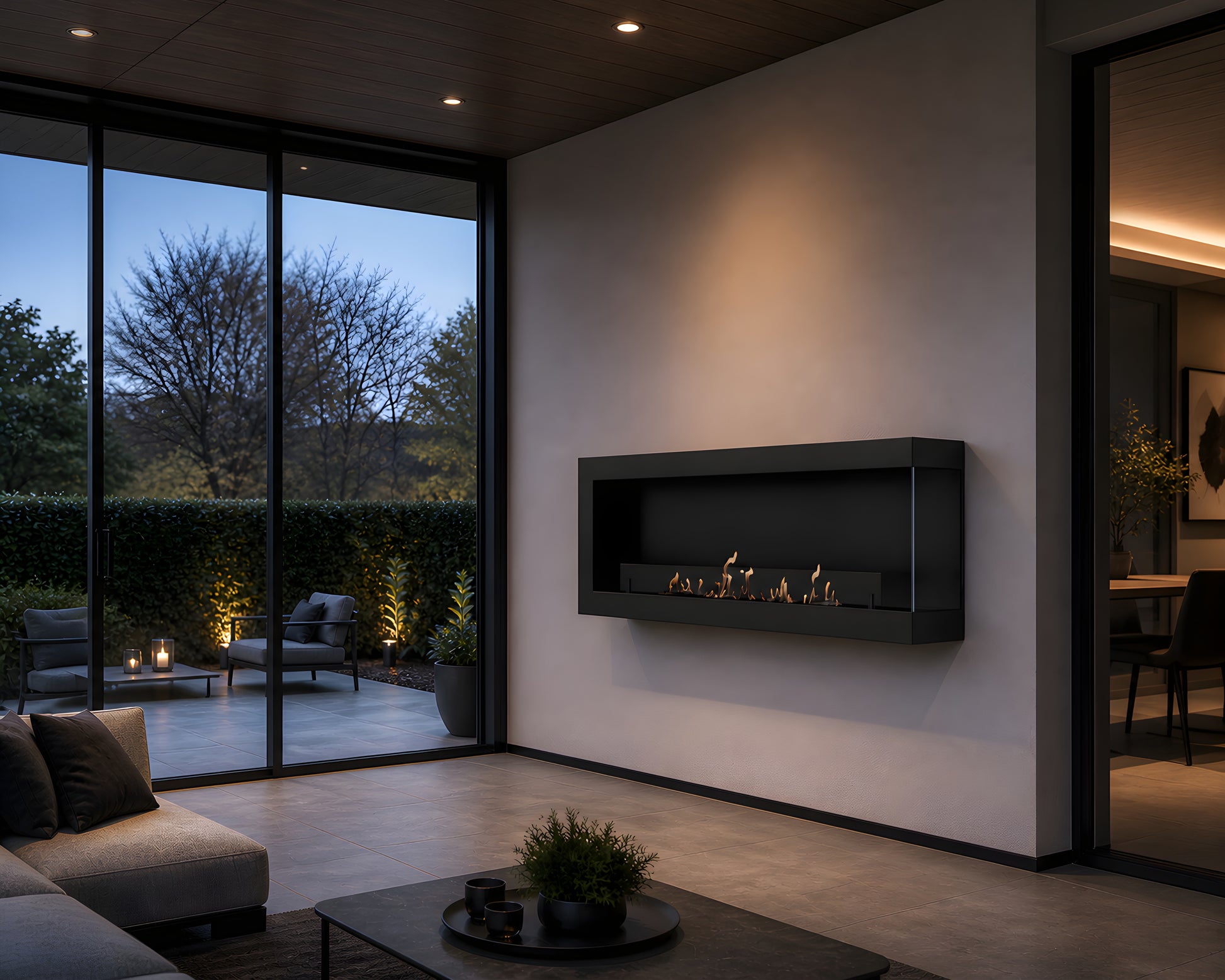 Selected Box Right Wall Mounting Fireplace Black 120 cm