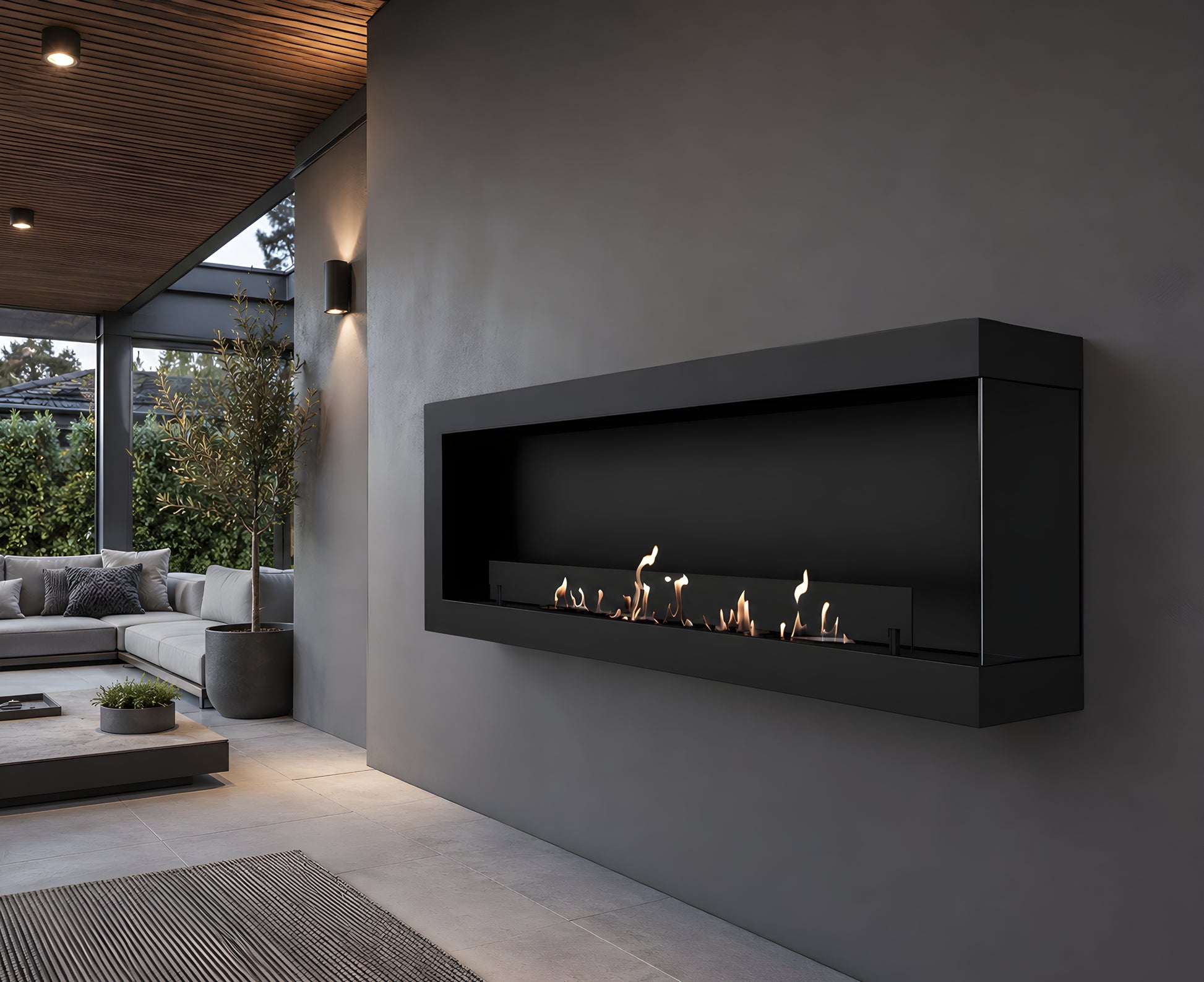 Selected Box Right Wall Mounting Fireplace Black 140 cm