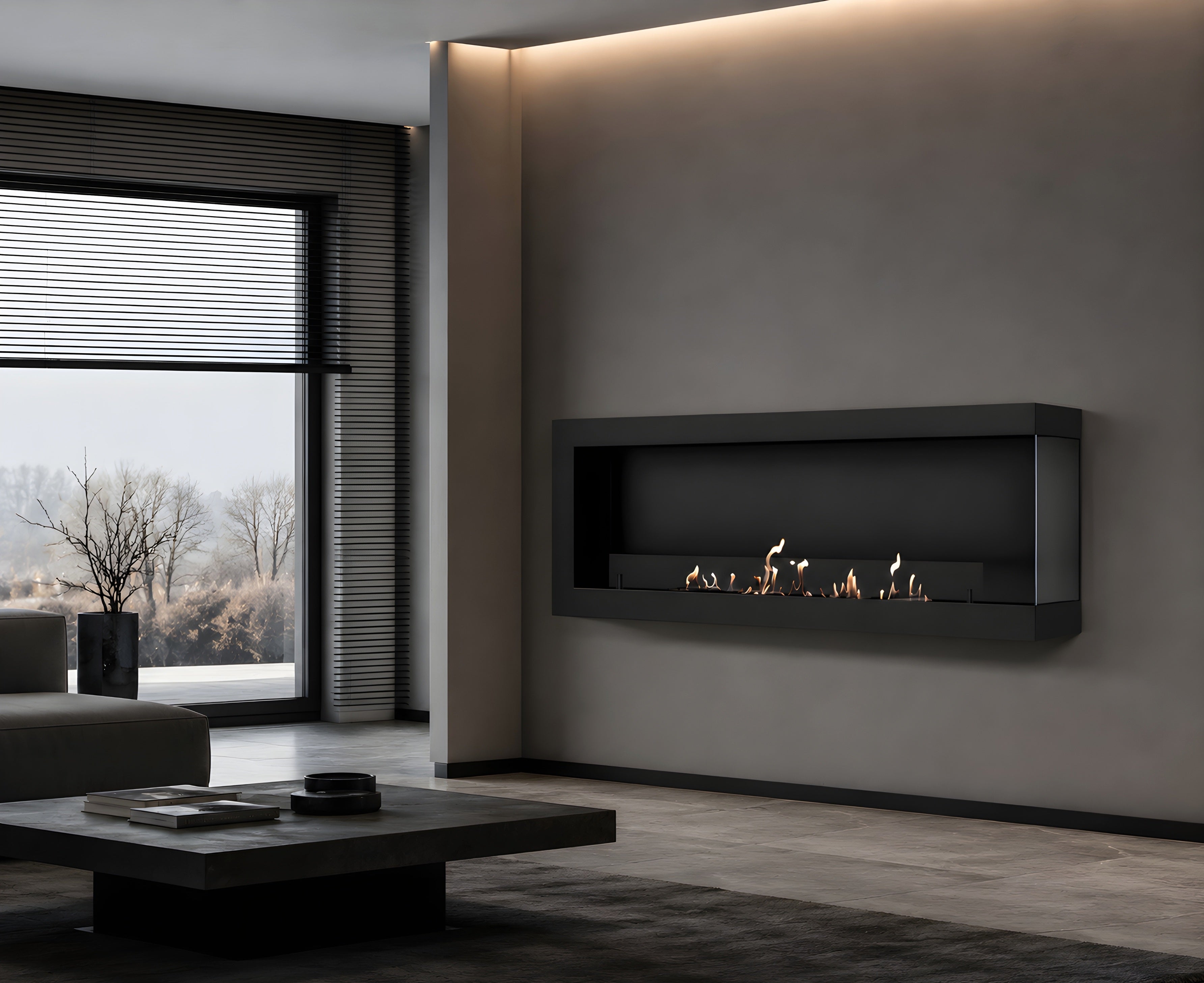 Image of Selected Box Right Wall Mounting Fireplace Black 160 cm