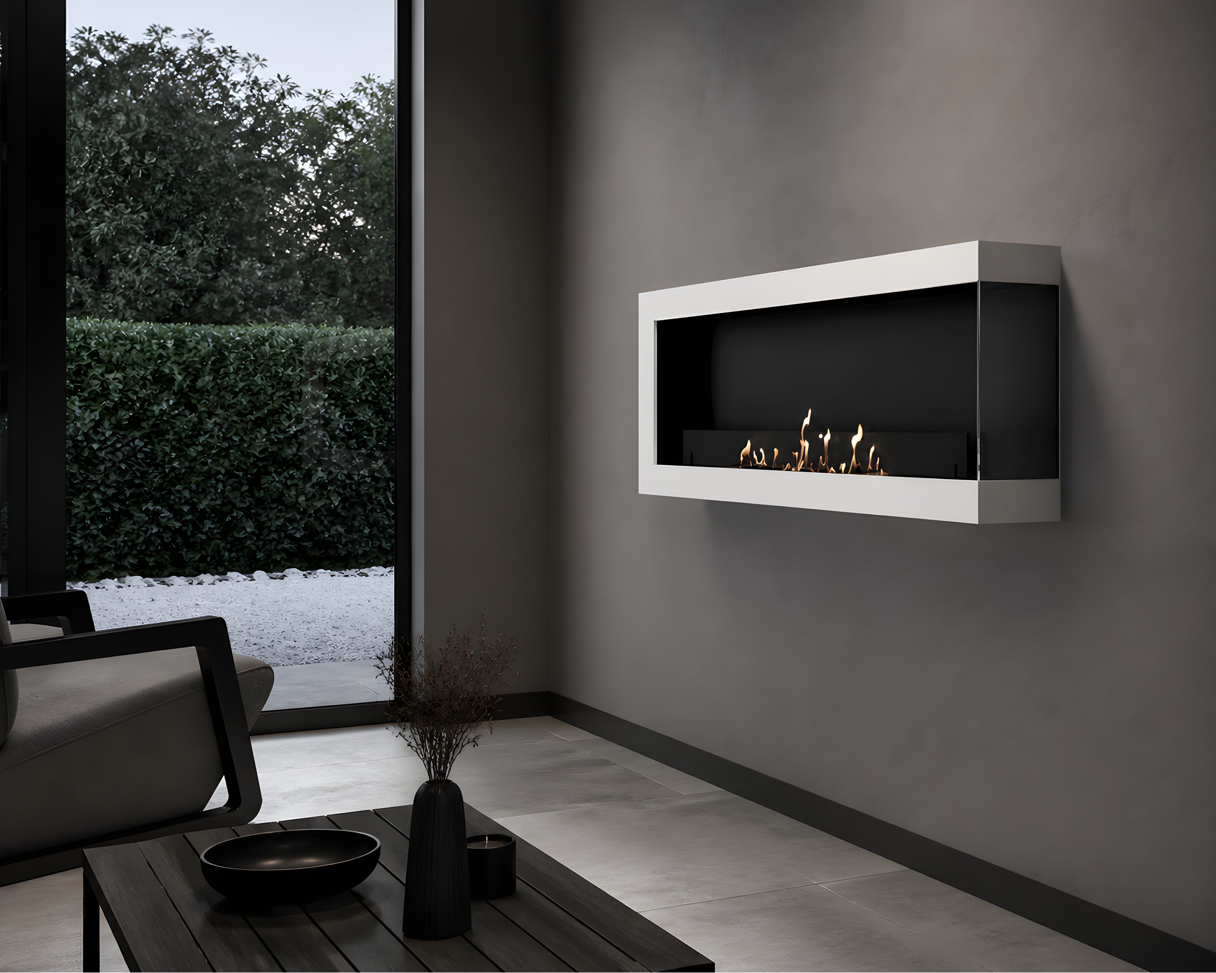 Image of Selected Box Right Wall Mounting Fireplace White 100 cm