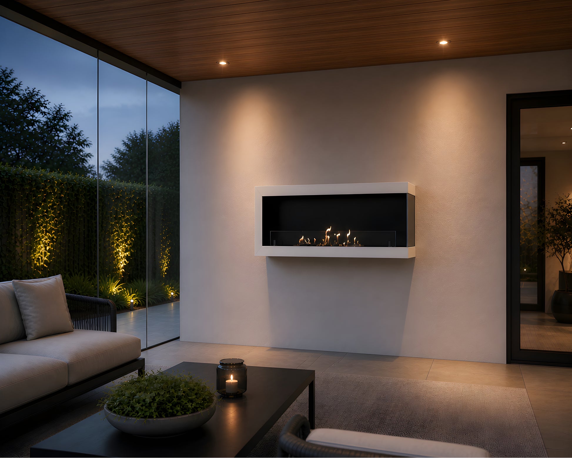 Selected Box Right Wall Mounting Fireplace White 100 cm