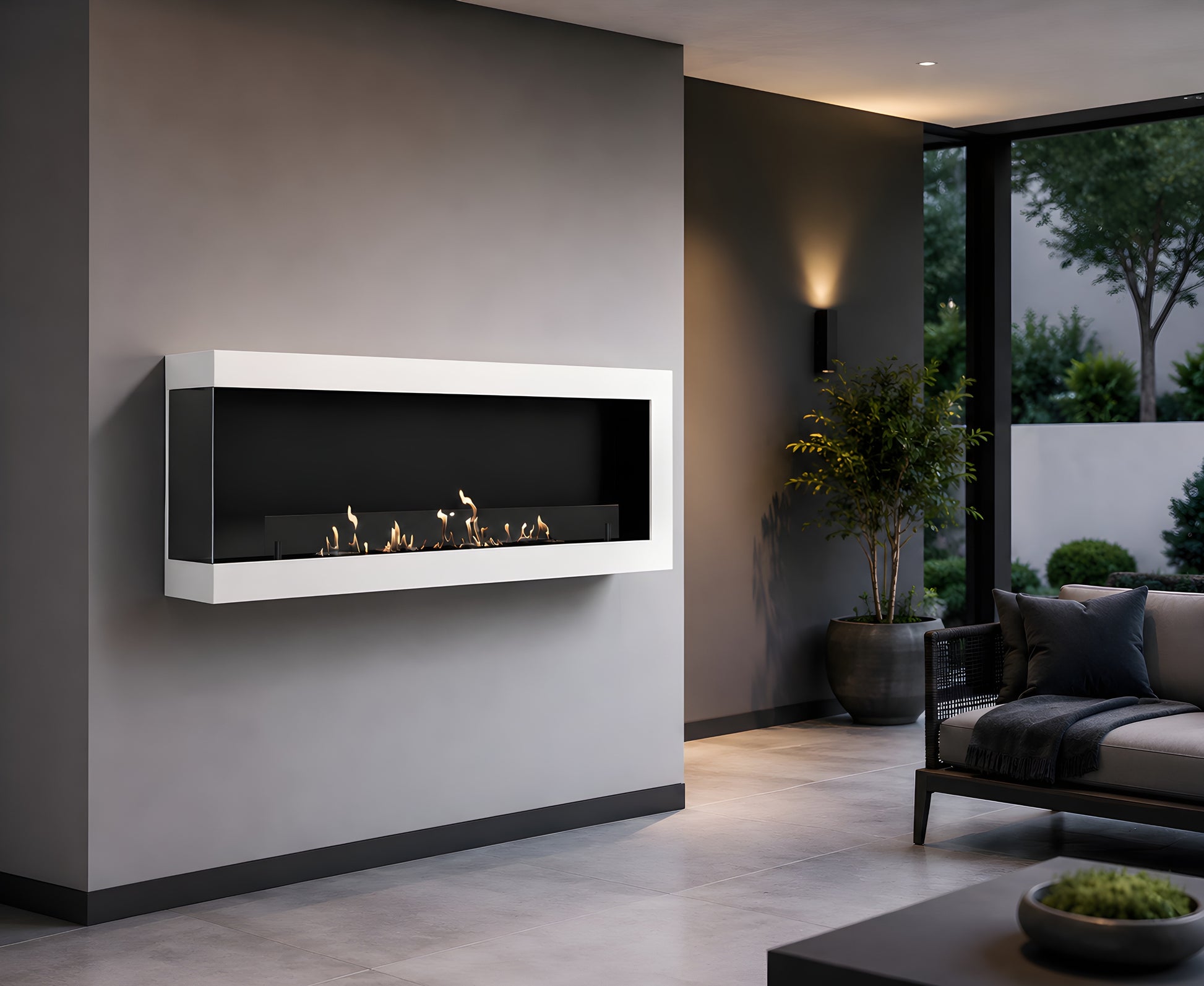 Selected Box Right Wall Mounting Fireplace White 120 cm