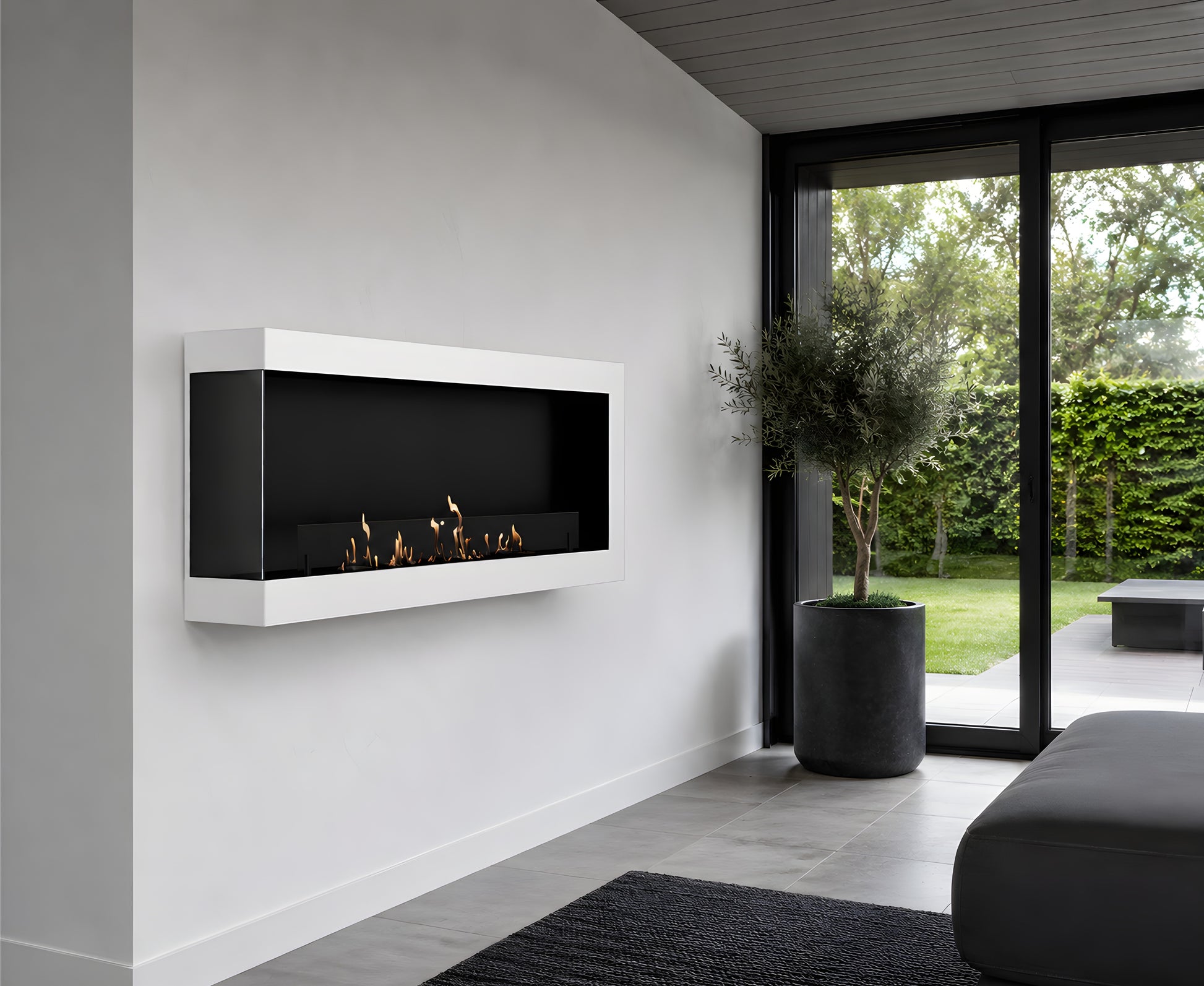Selected Box Right Wall Mounting Fireplace White 120 cm