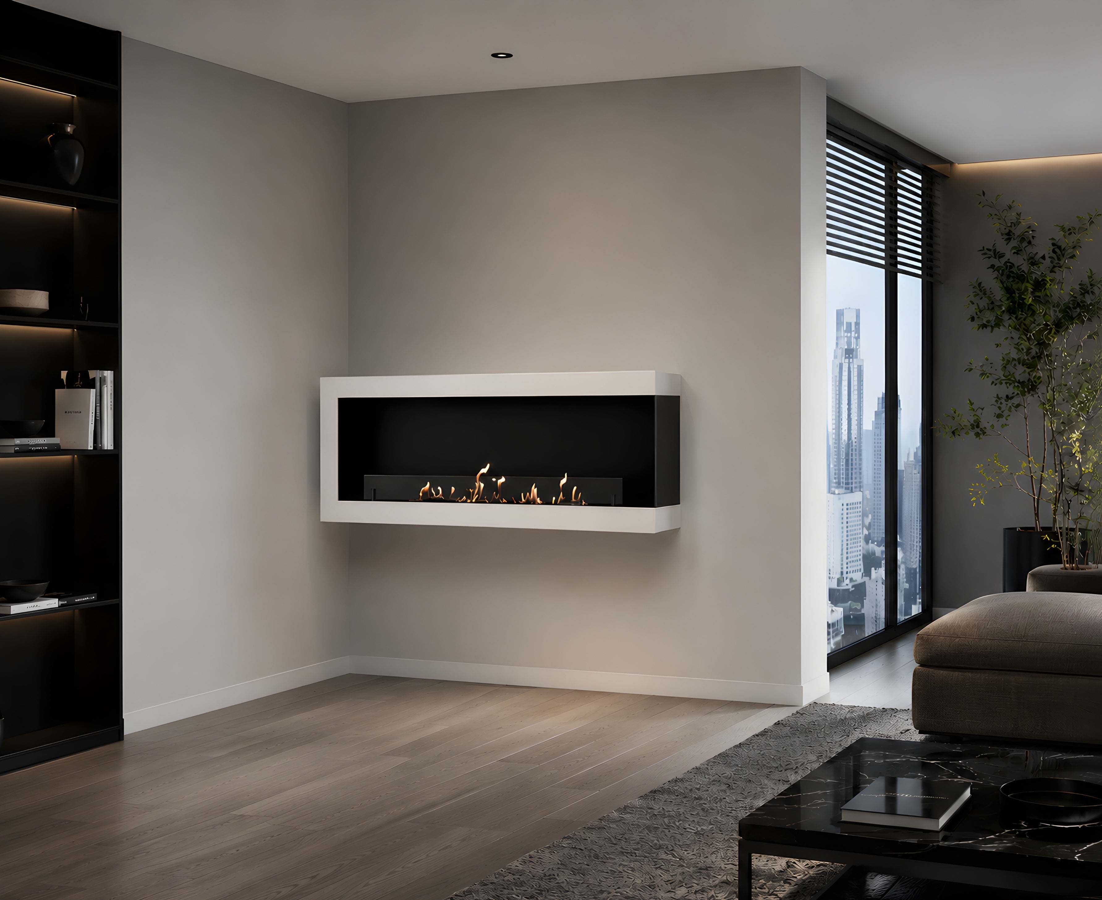 Image of Selected Box Right Wall Mounting Fireplace White 140 cm