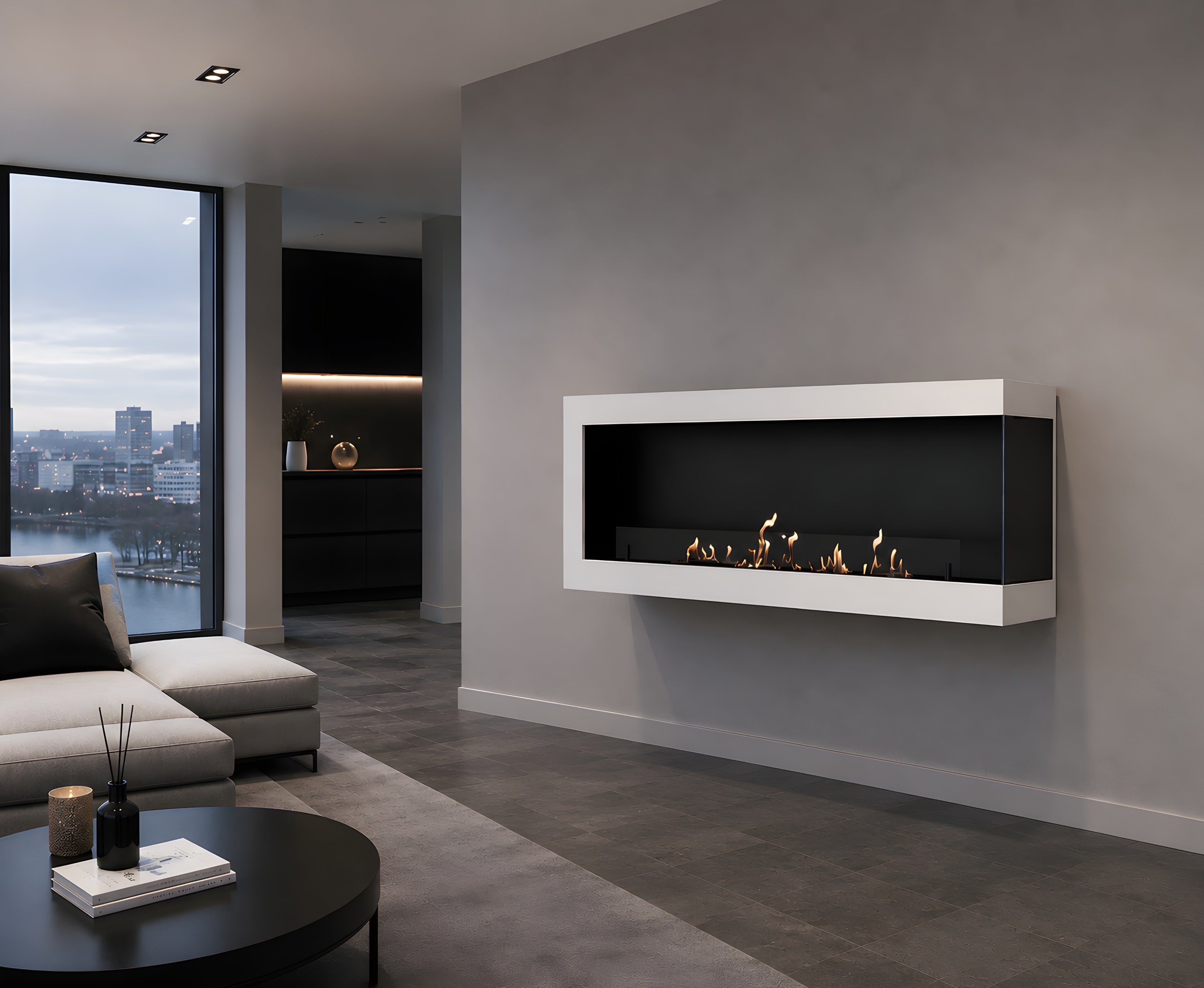 Image of Selected Box Right Wall Mounting Fireplace White 140 cm