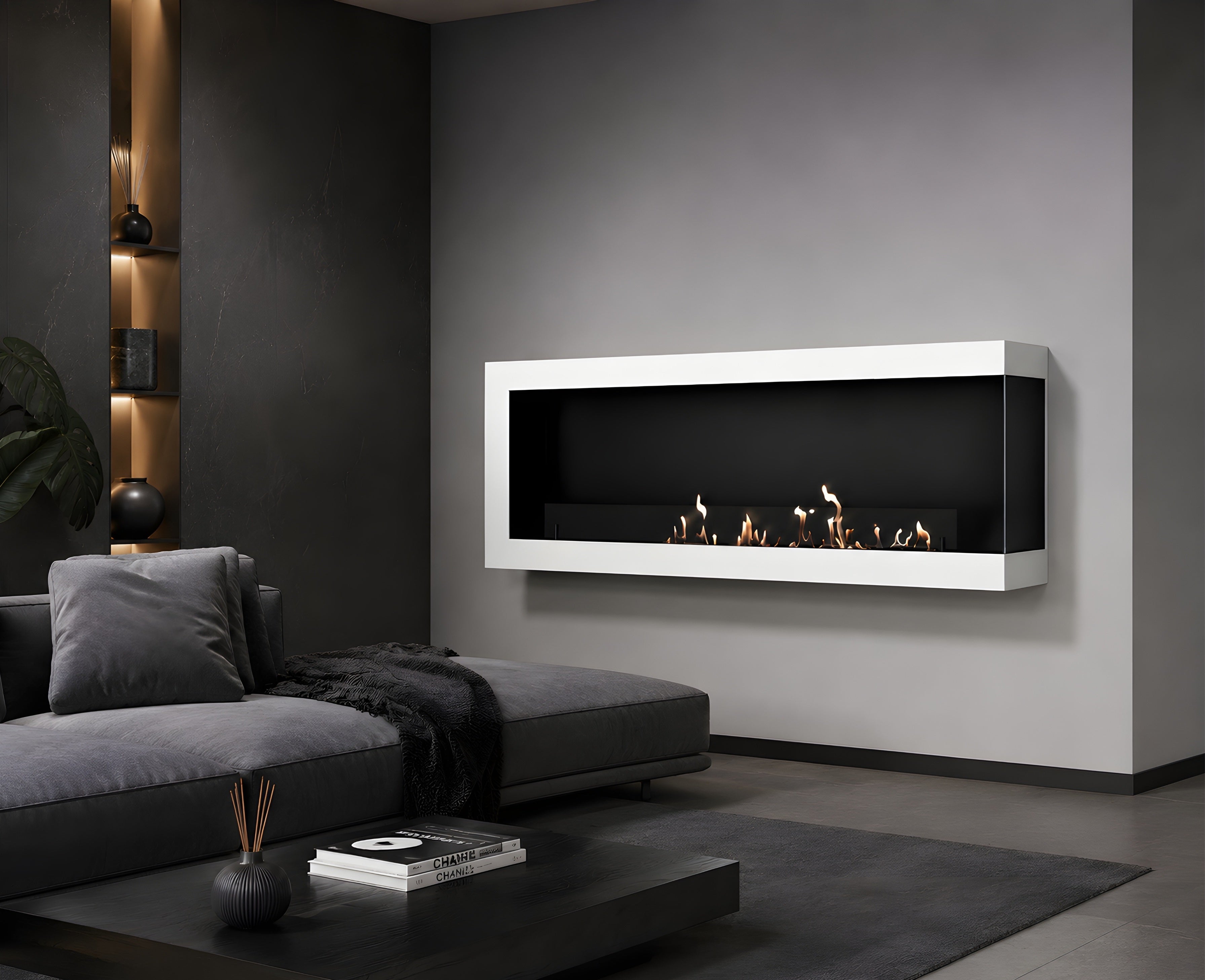 Image of Selected Box Right Wall Mounting Fireplace White 160 cm